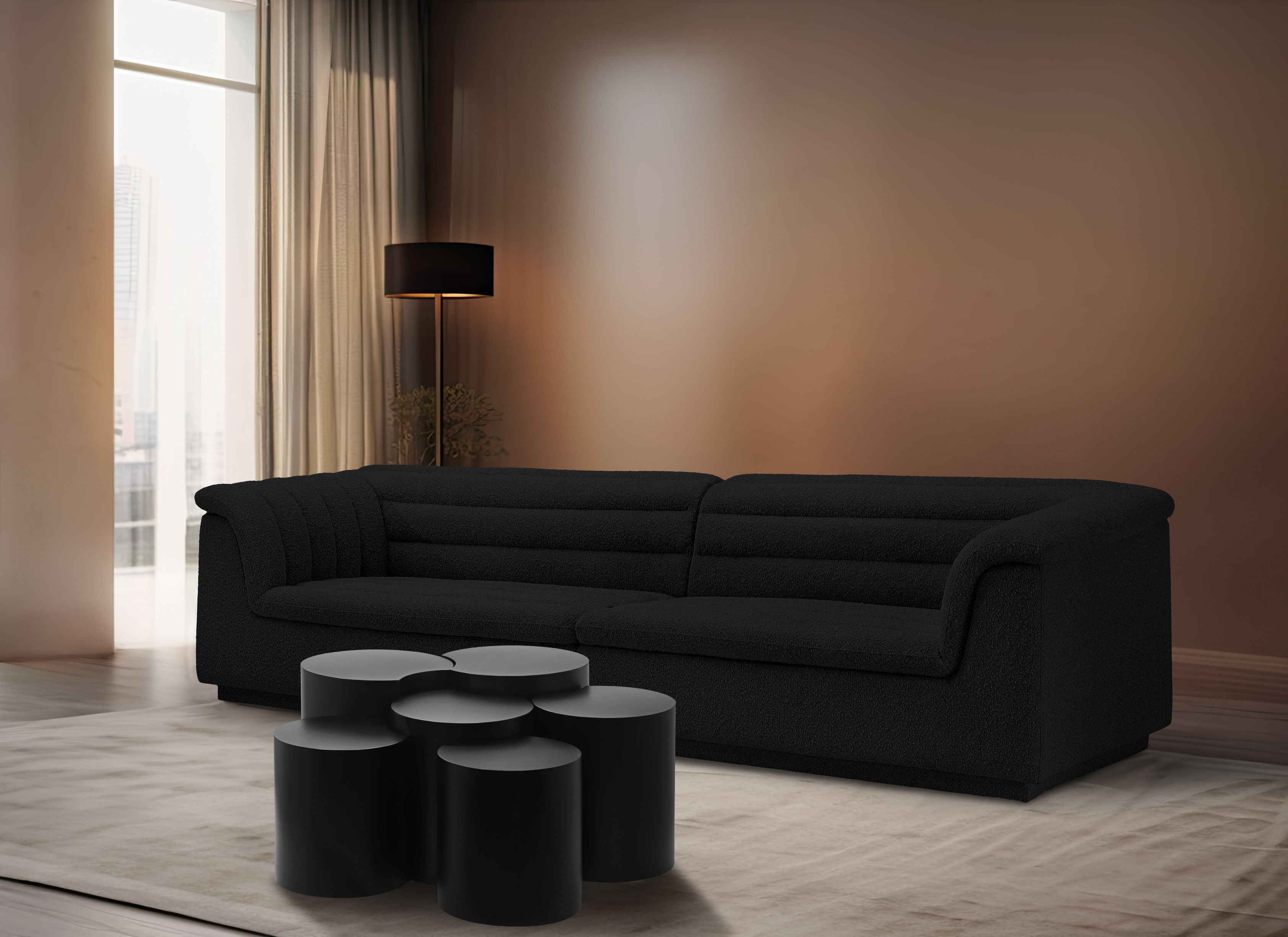 Dimple - 6 Piece Modular Coffee Table - Black