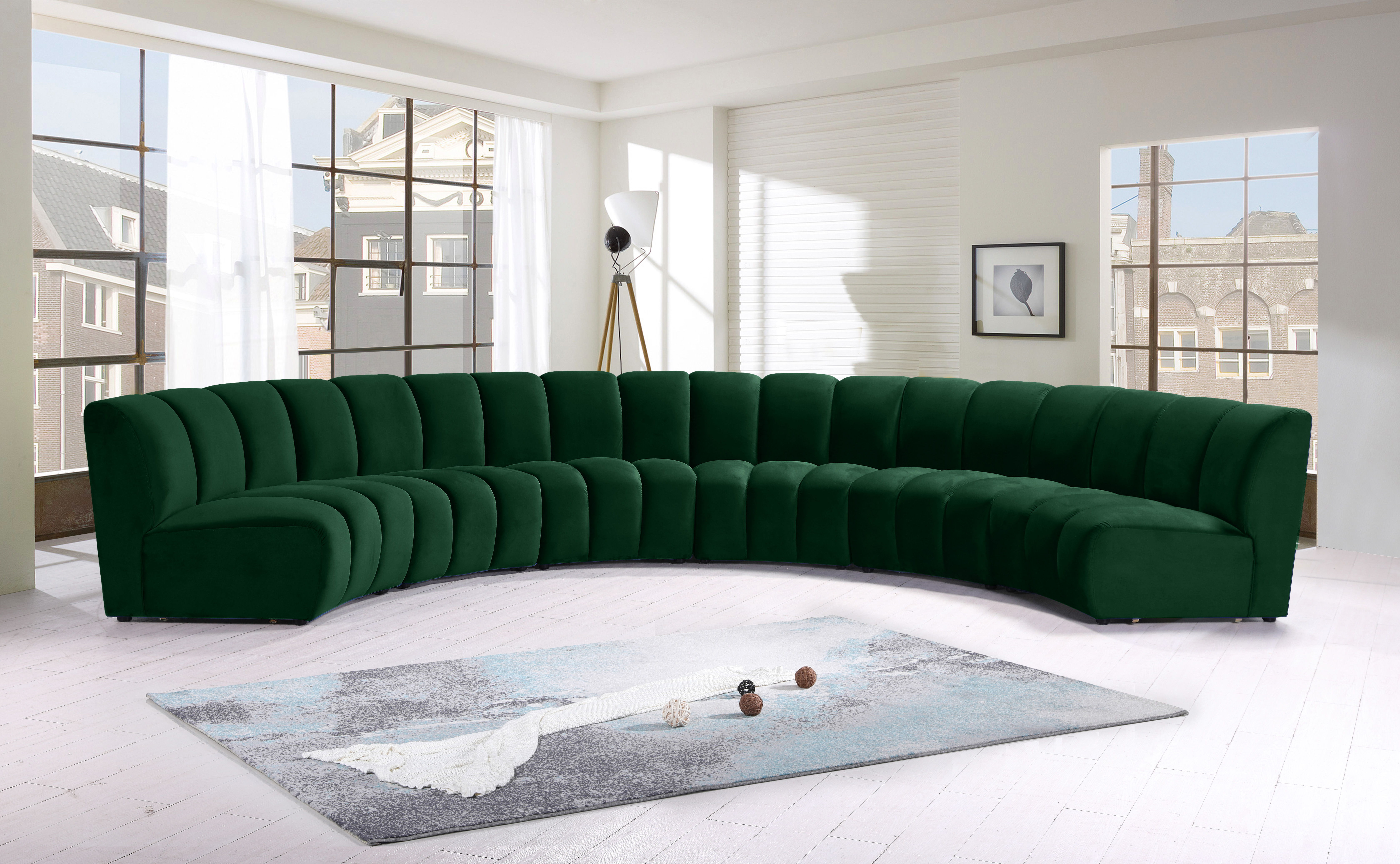 Infinity - 6 Piece Fabric Modular Sectional - Green