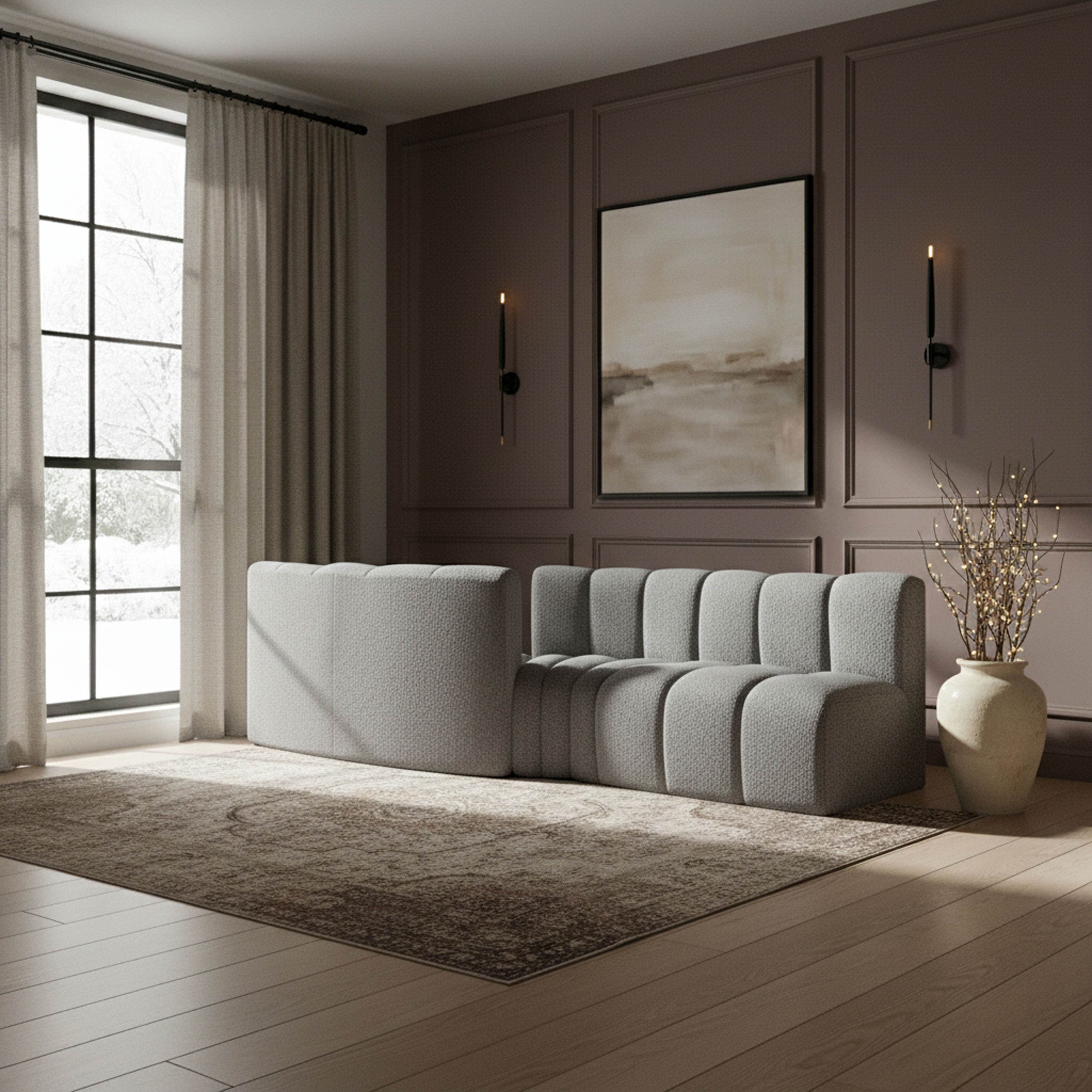 Arc - Boucle Fabric 4 Piece Sofa - Gray