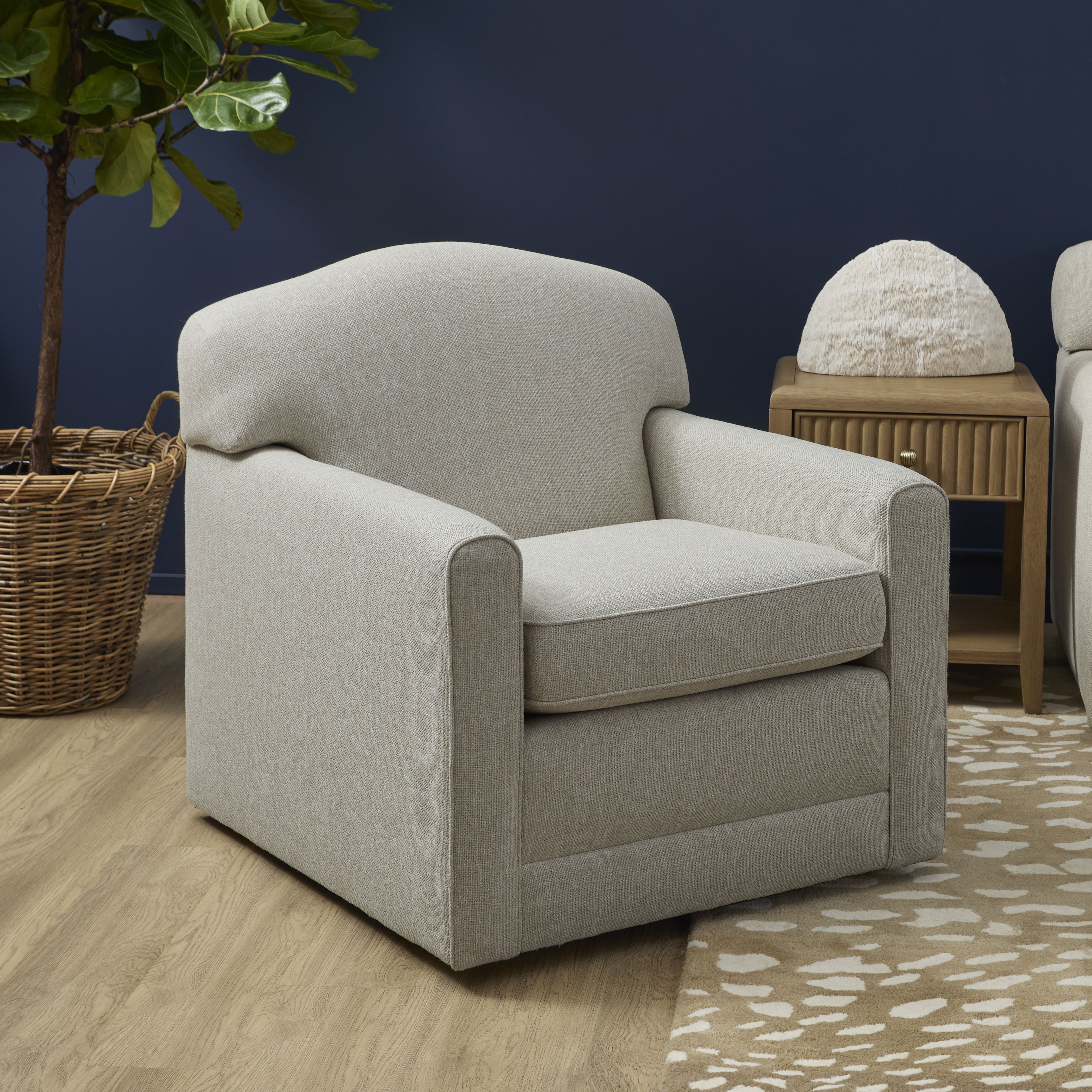 Aggie - Fabric Swivel Chair, beige
