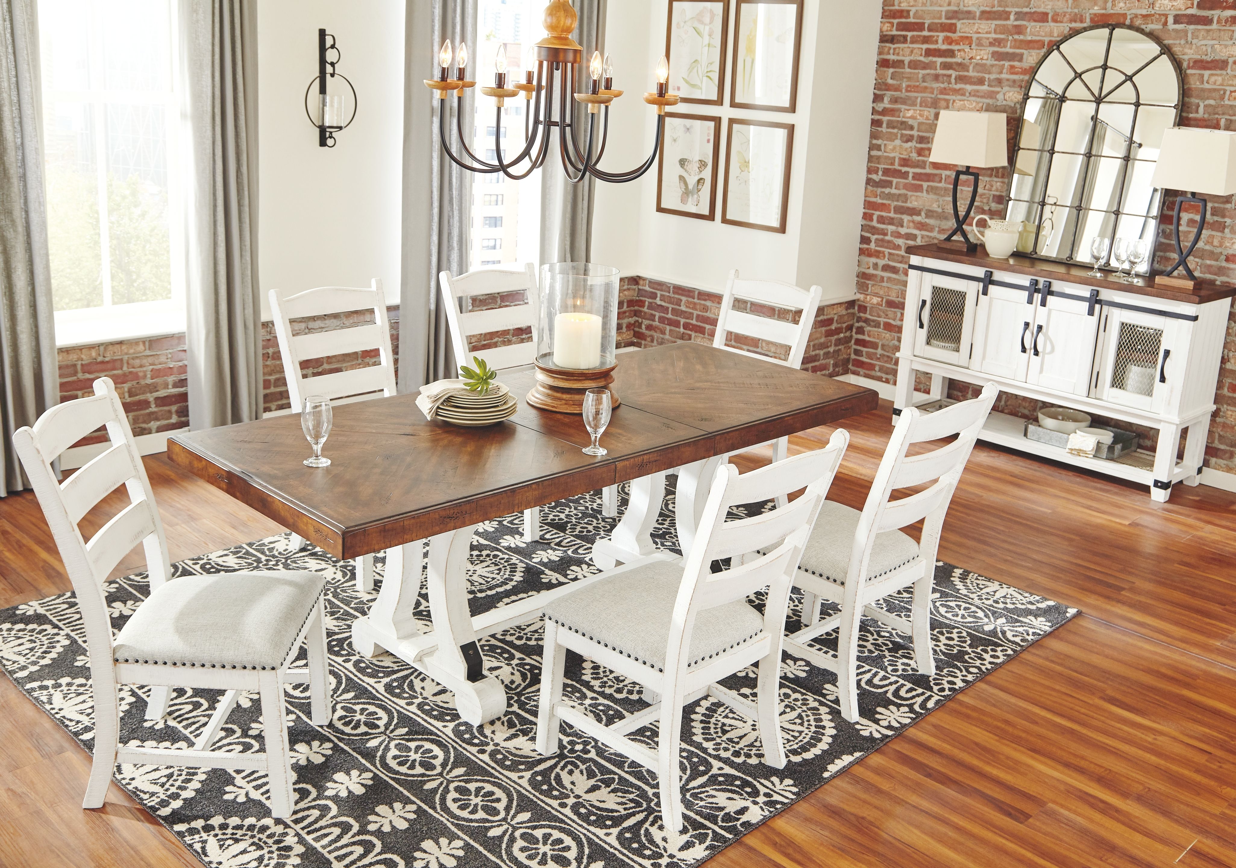 Valebeck - 5 Pc. - Dining Room Table, 4 Side Chairs - White / Brown