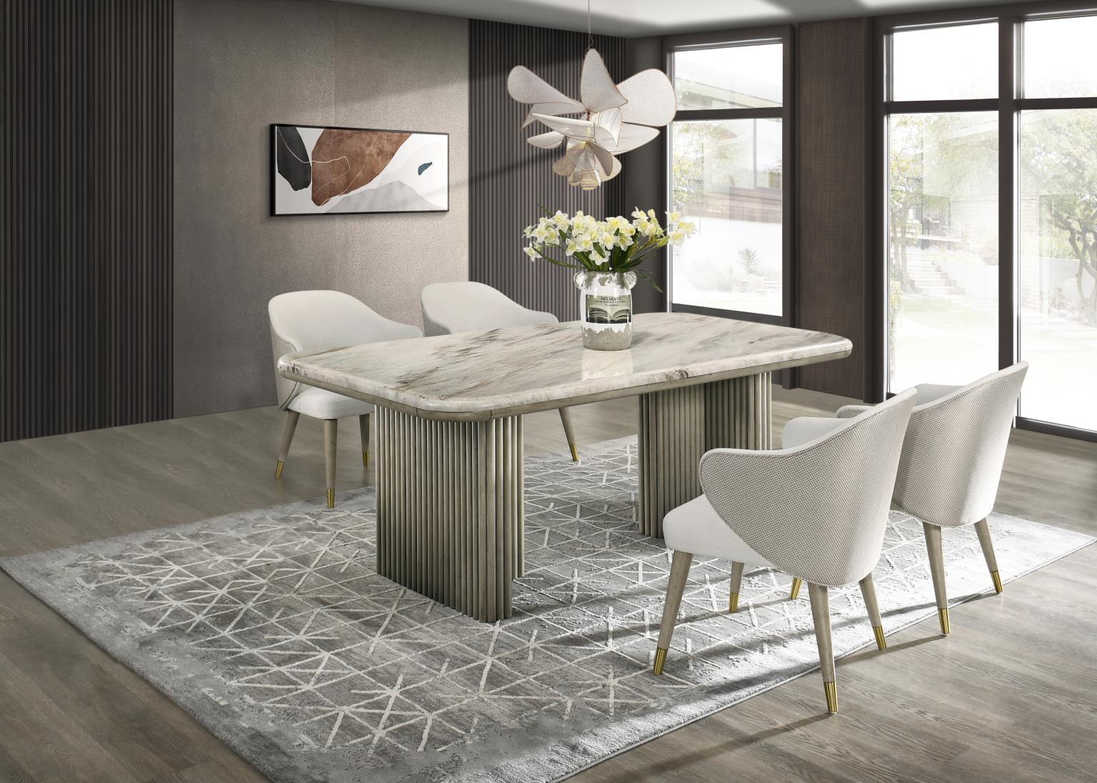 D070 - 5 Piece Dining Room Set (Dining Table, 4 Side Chairs) - White