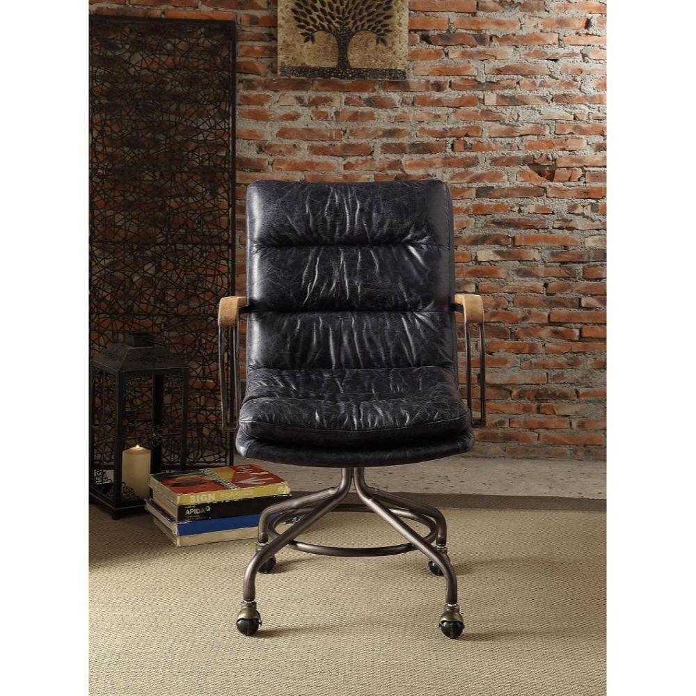 Harith II - Office Chair - Vintage Blue Top Grain Leather, blue, view 7