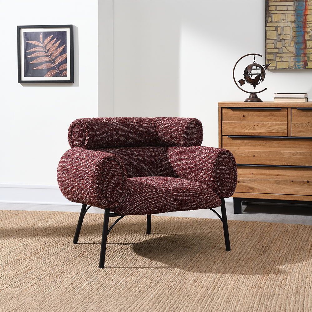 Mardi - Chair - Maroon Tweed, dark red