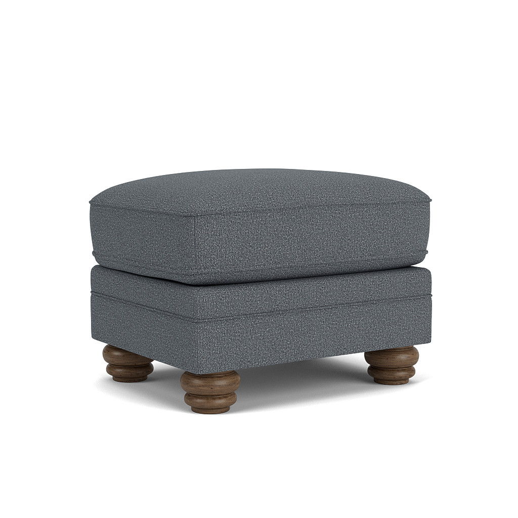 Bexley - Fabric Ottoman, Nailhead Trim, blue