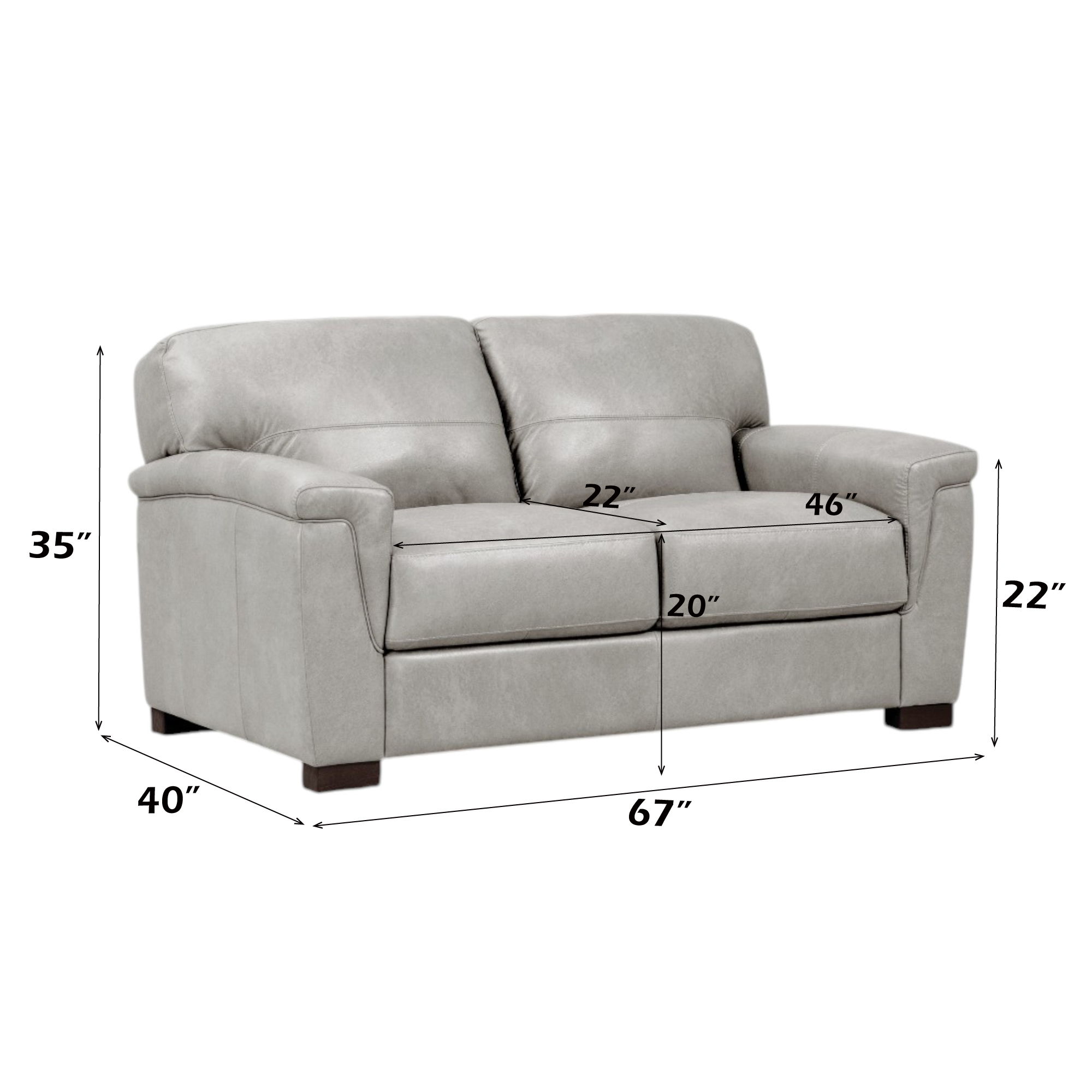 Cornelia - Loveseat - Pearl Gray Leather, beige, view 3