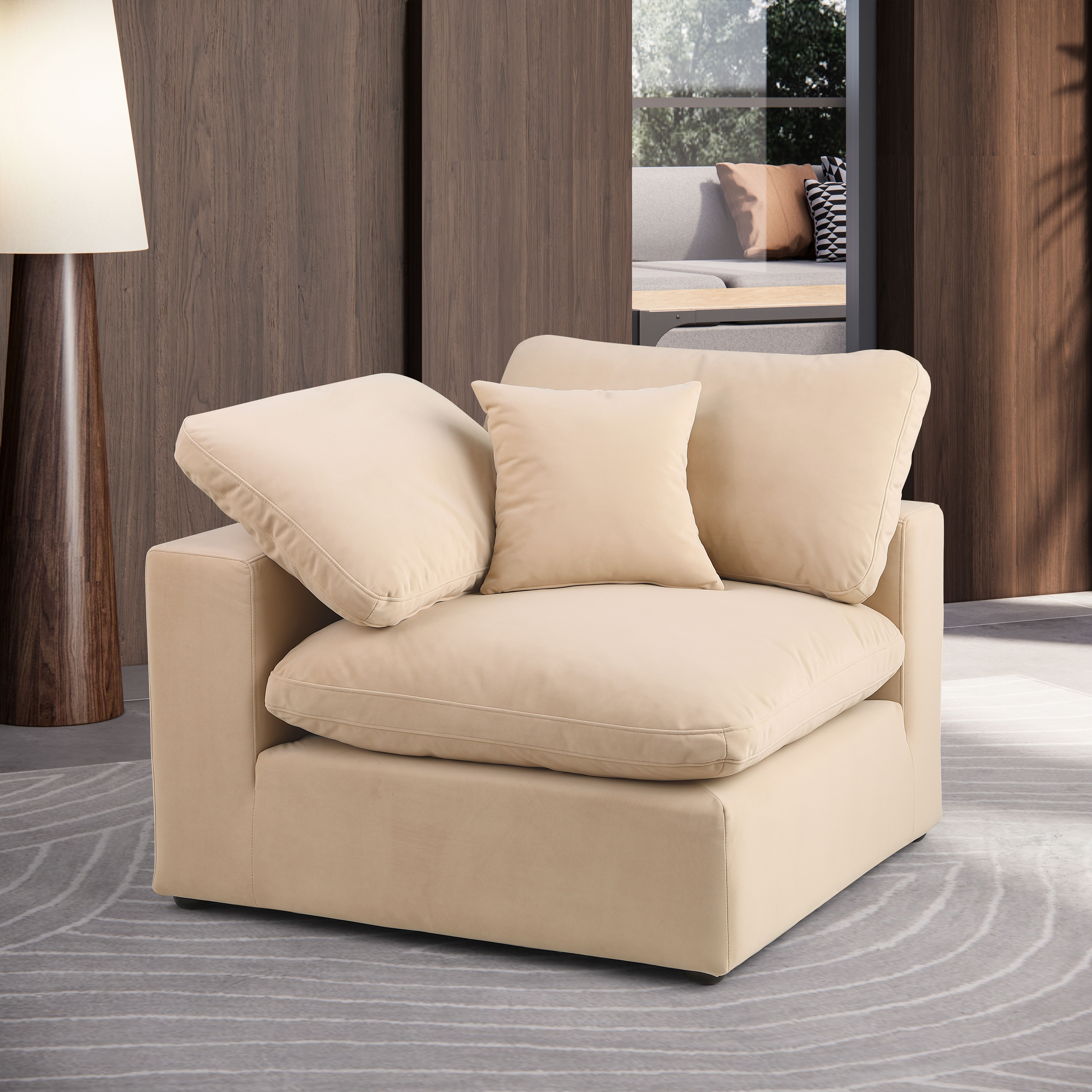 Comfy - Velvet Corner Chair - Beige