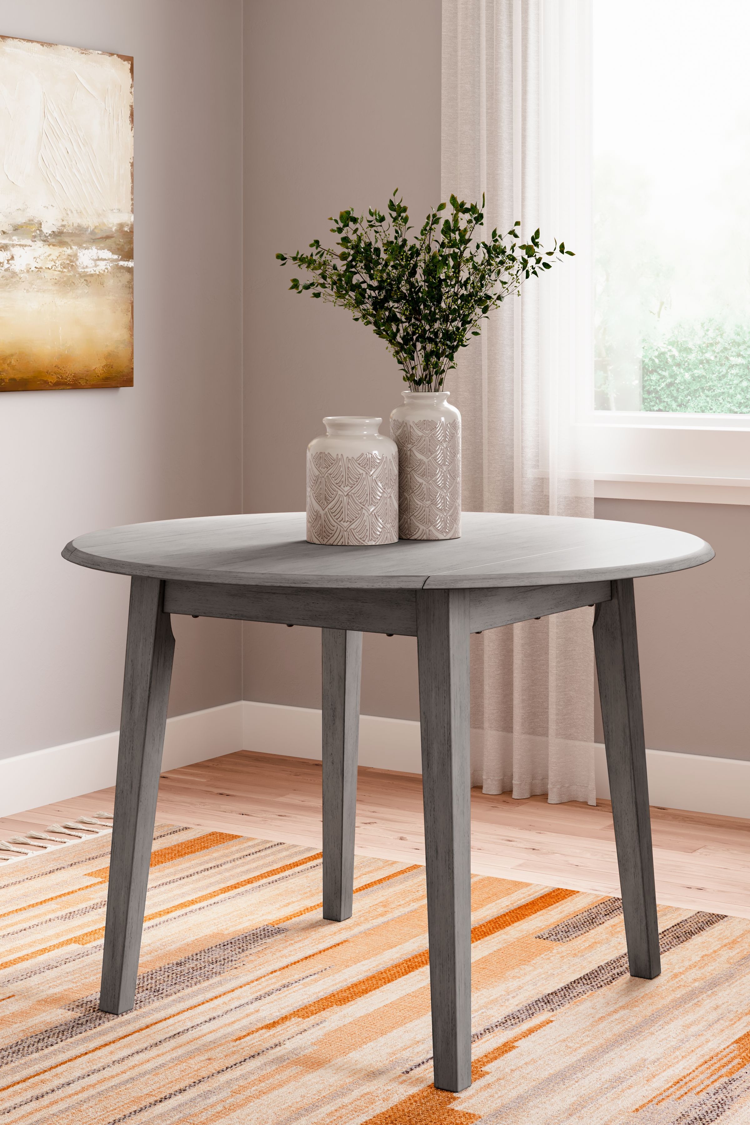 Ashley Furniture Shullden - Round Drm Drop Leaf Table - Gray - Image 2
