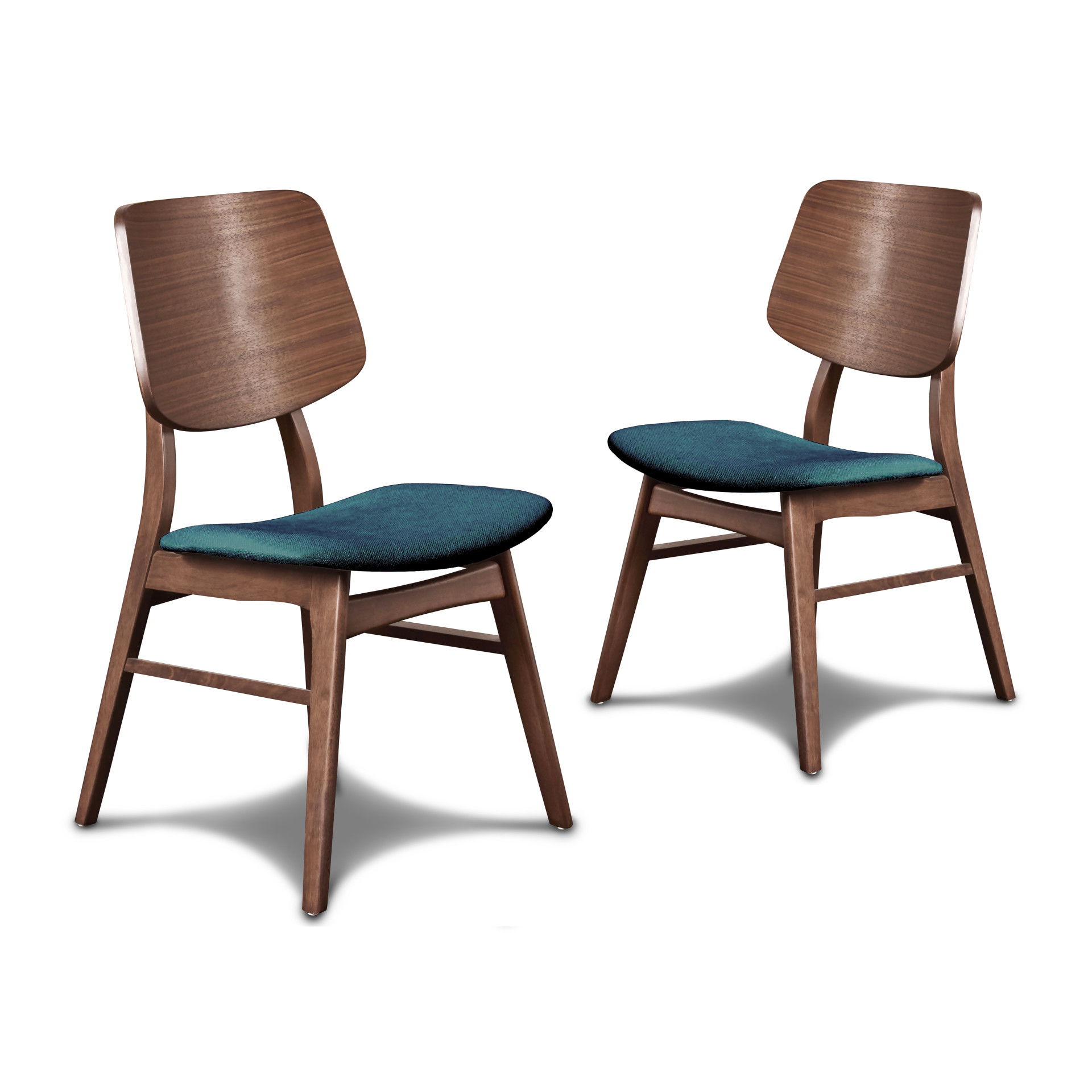 Oscar - Chair With Cushion (Set of 2) - Walnut / Forest Green