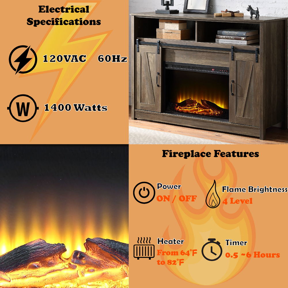 Tobias - 38" Fireplace - Rustic Oak, light brown, view 4