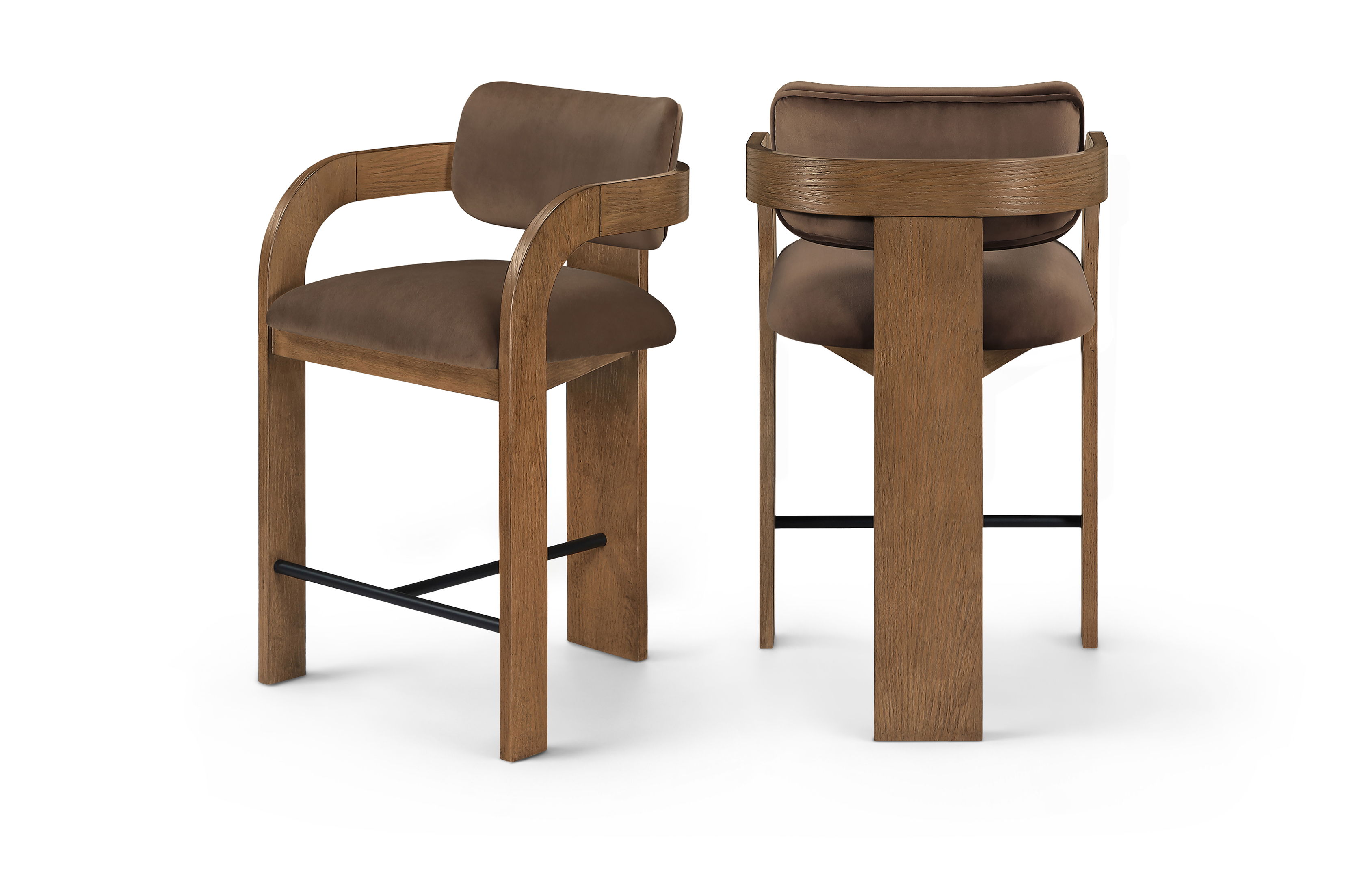 Cedra - Velvet Performance Fabric Upholstered Counter Stool - Brown / Brown