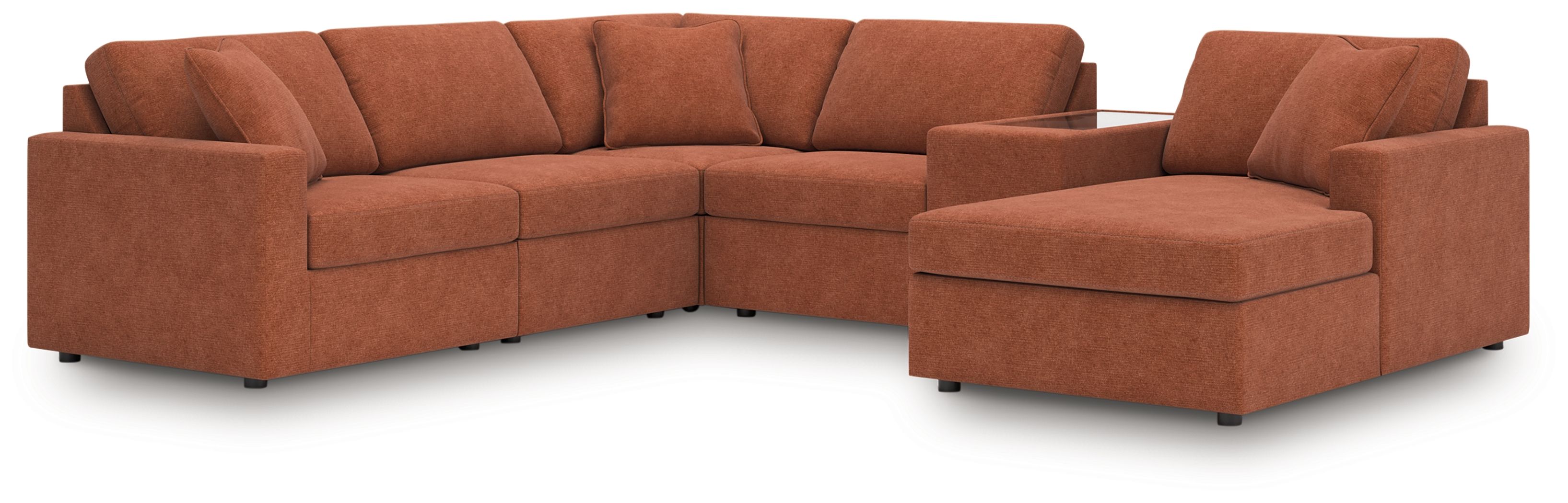 6 Pc · Sectional With Raf Corner Chaise, Laf Corner Chair And Storage Console