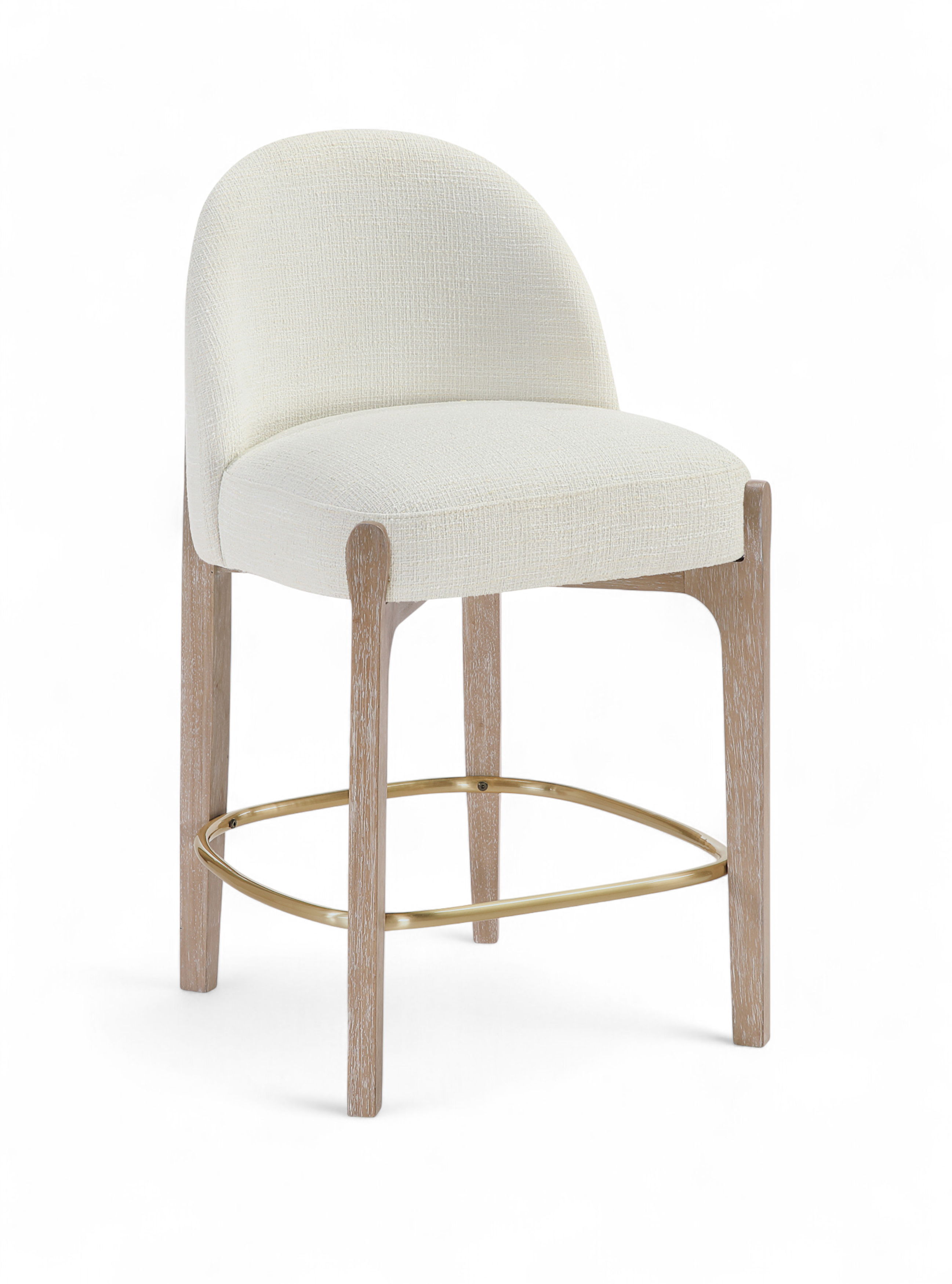 Torino - Fabric Upholstered Counter Stool (Set of 2) - Cream / Brushed Natural