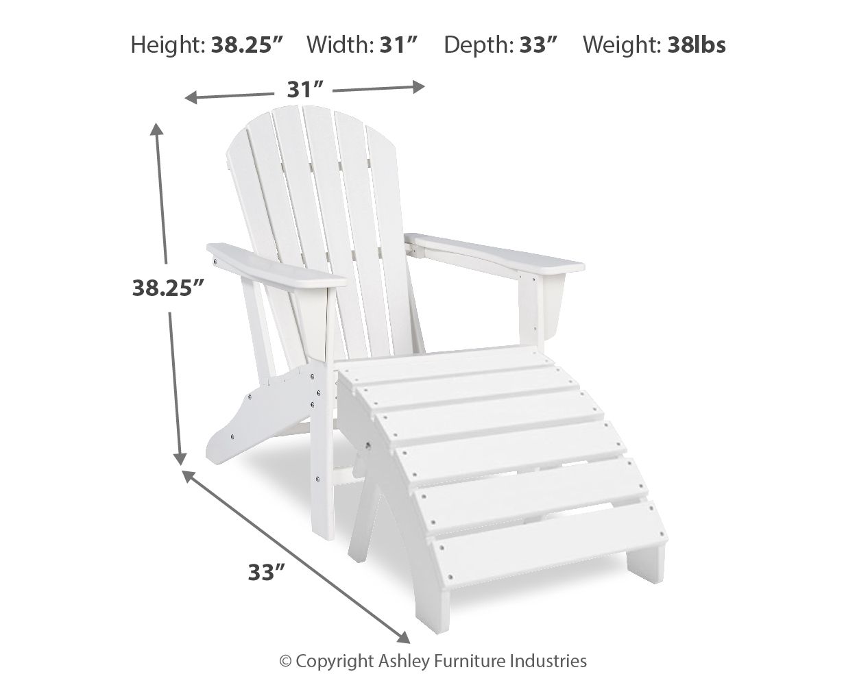 Ashley Furniture Sundown Treasure - Adirondack Chair - White - Image 4