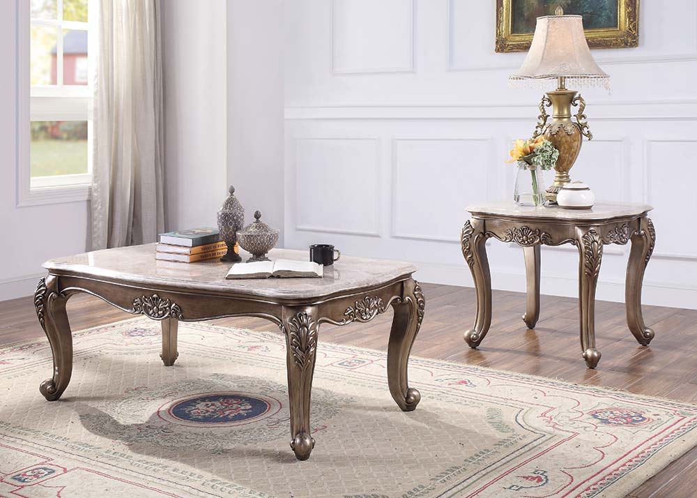 Jayceon - Coffee Table - Marble Top & Champagne, beige, view 5