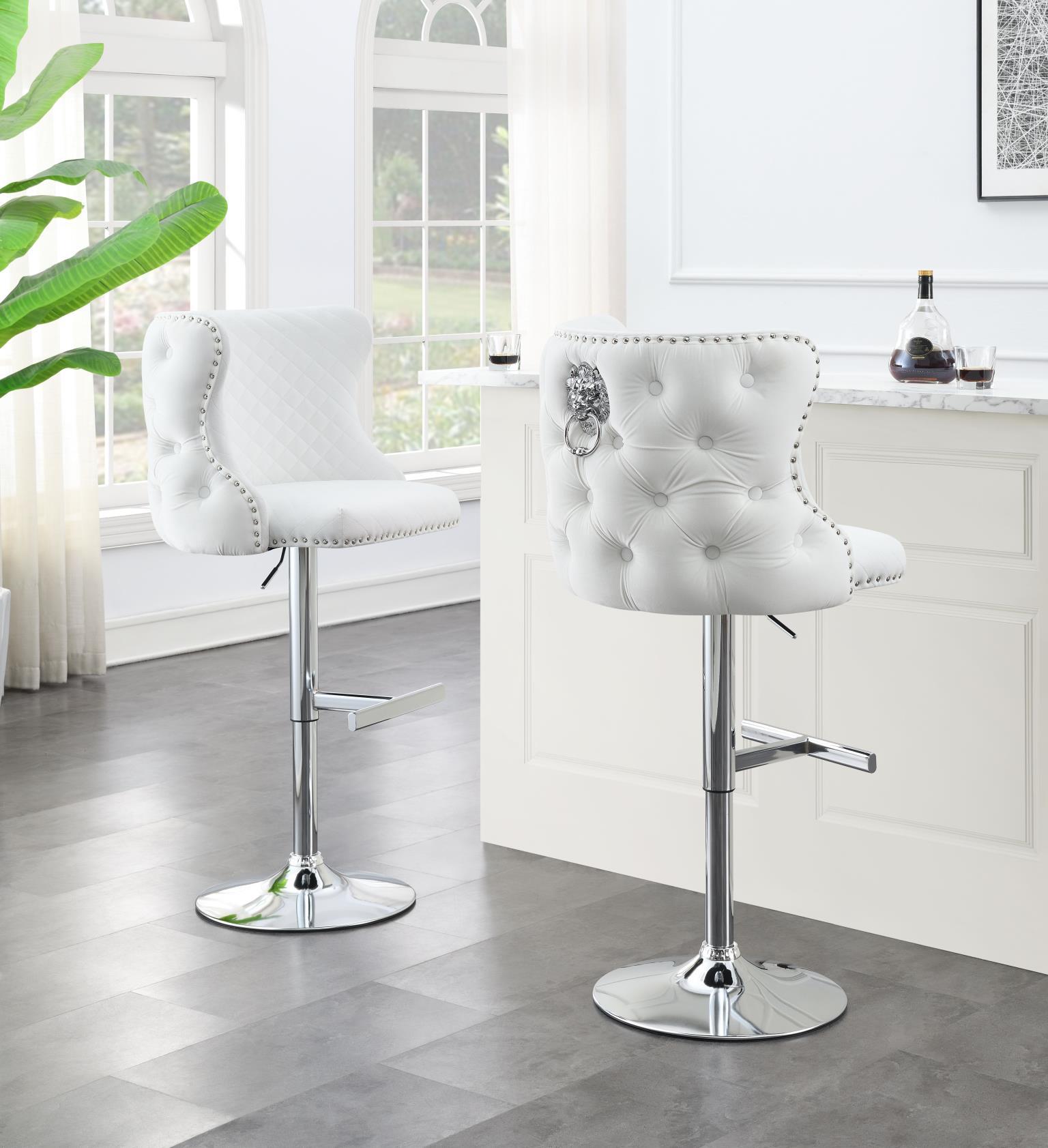 ST100 - Velvet Bar Stool - White