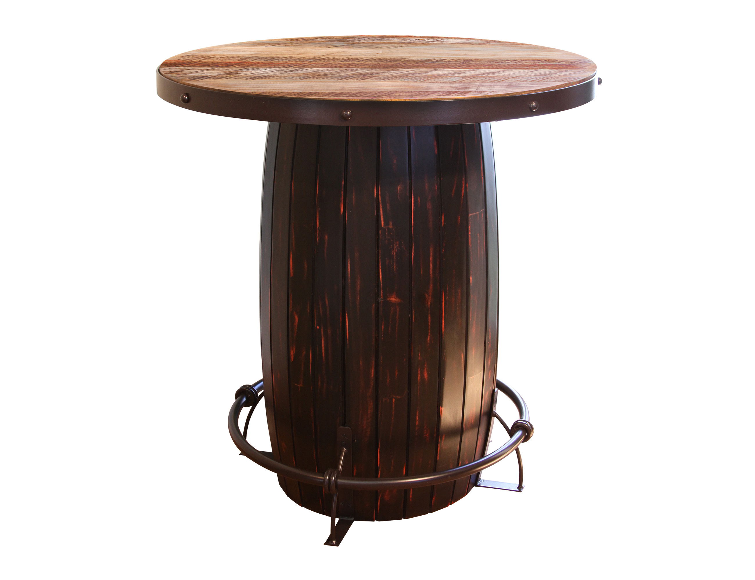 International Furniture Direct Antique Multicolor - Bistro Barrel Table - Dark Brown