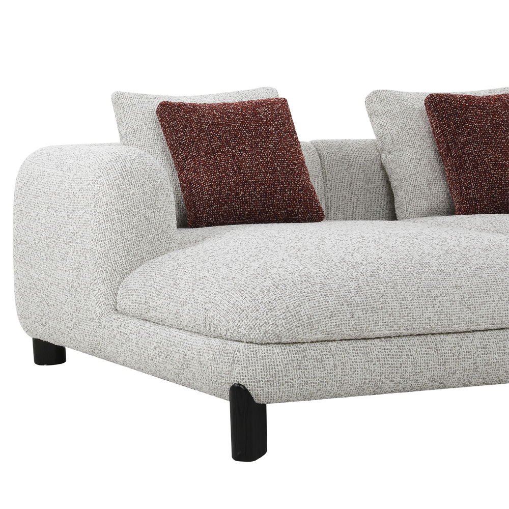 Mardi - Sectional Sofa With 6 Pillows - Maroon & Beige Tweed, beige, view 5