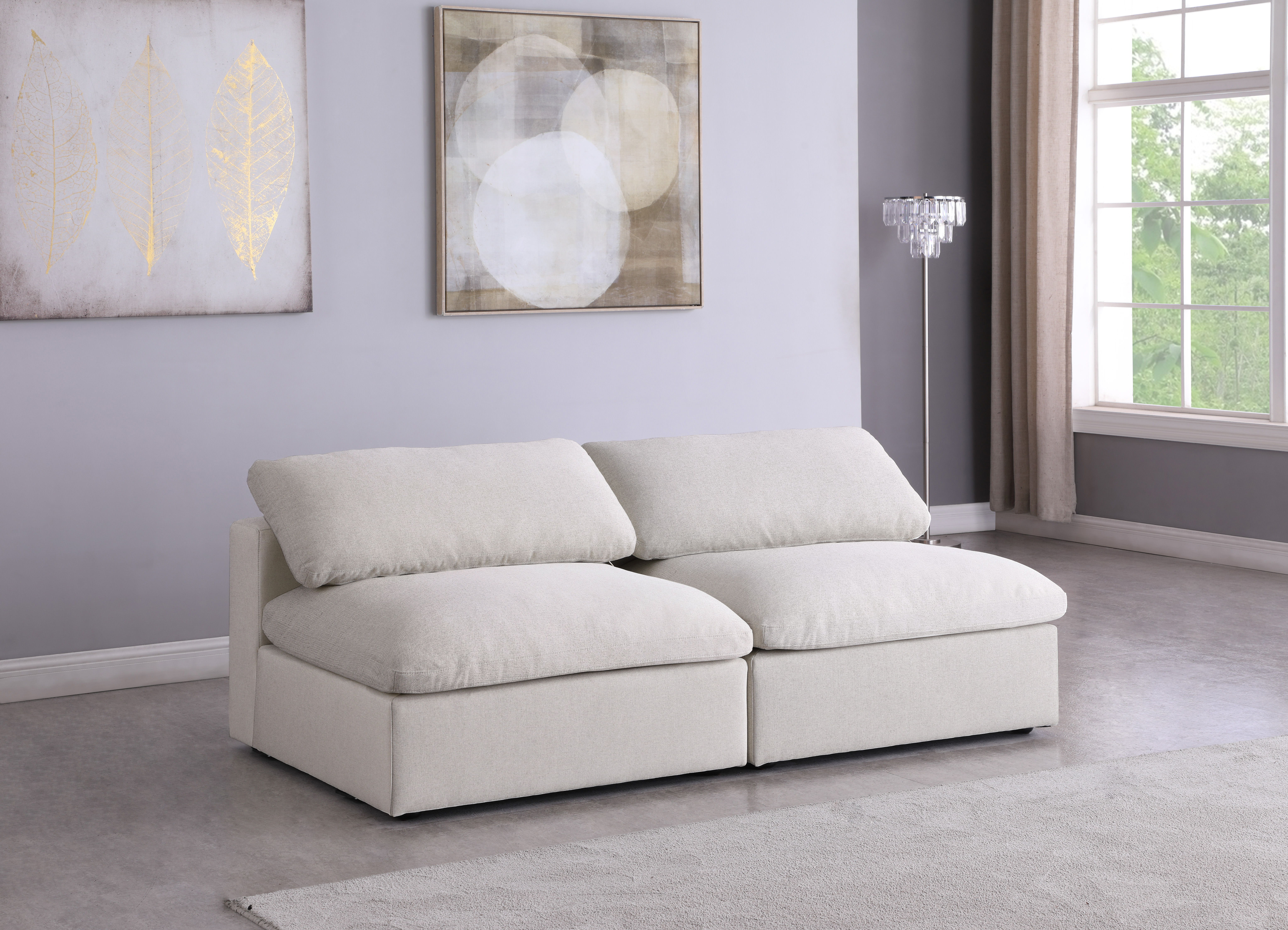 Serene - 2 Piece Modular Armless Sofa - Cream
