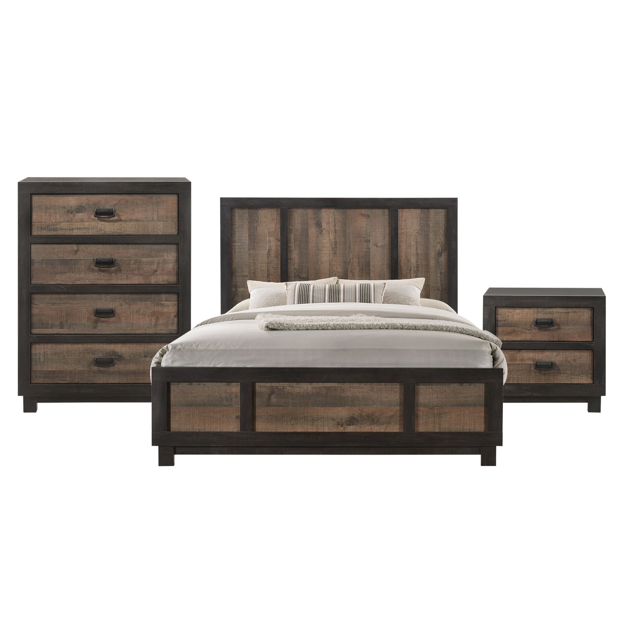 Harlington - Full Panel 3 Piece Bedroom Set - Dark Chocolate