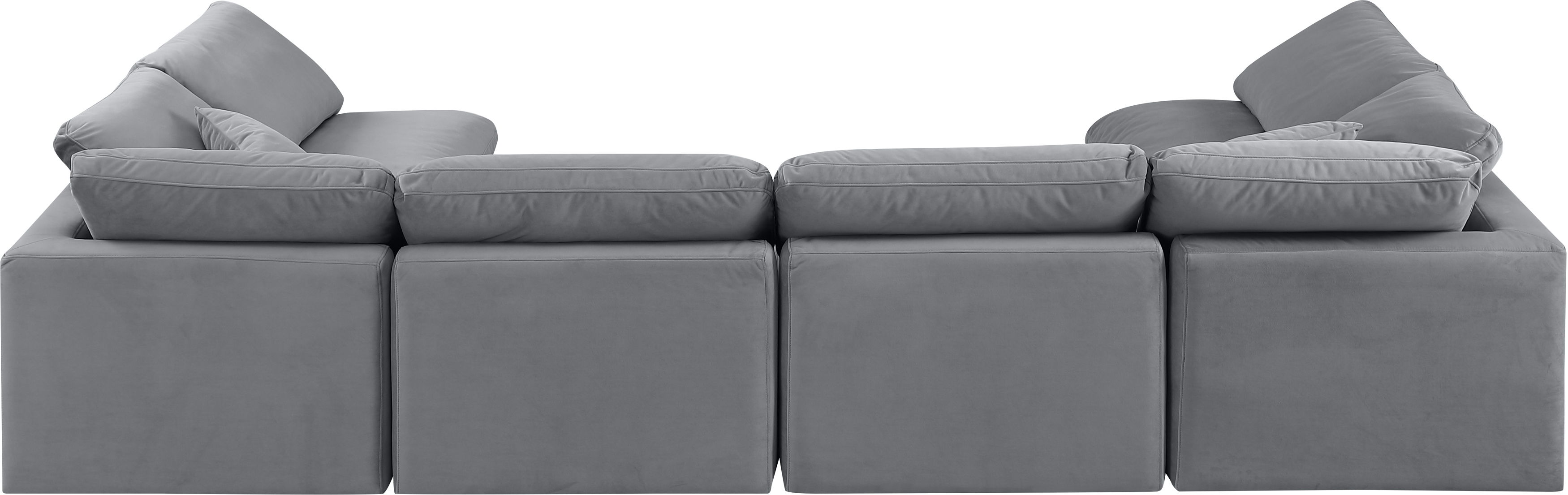 Indulge - Velvet 6 Piece Modular U-Shaped Sectional - Gray