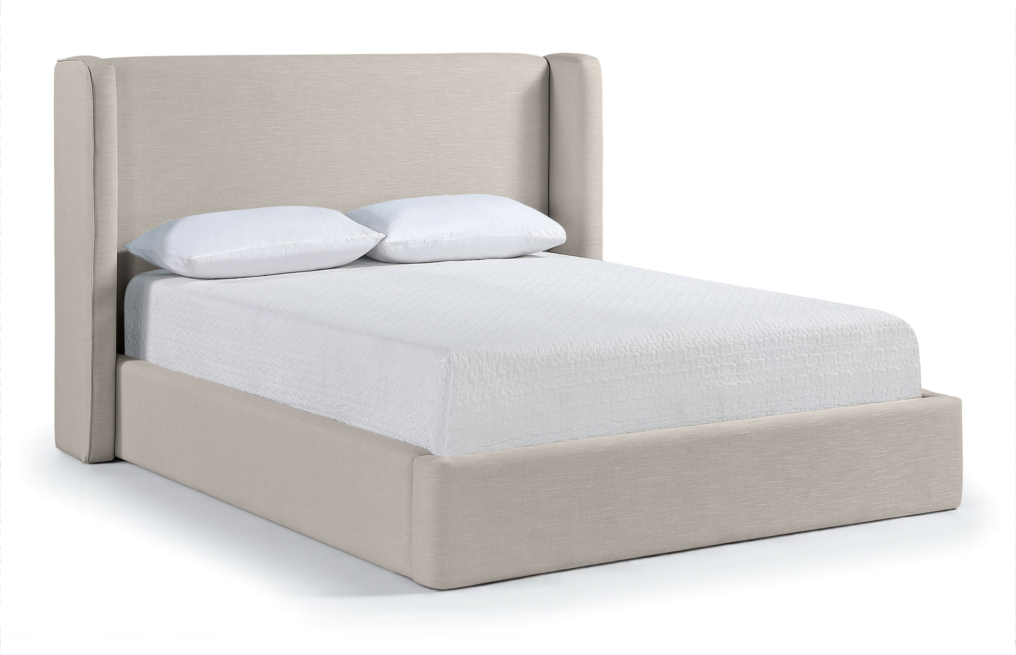Kendall - Linen Textured Fabric Upholstered Full Bed - Beige