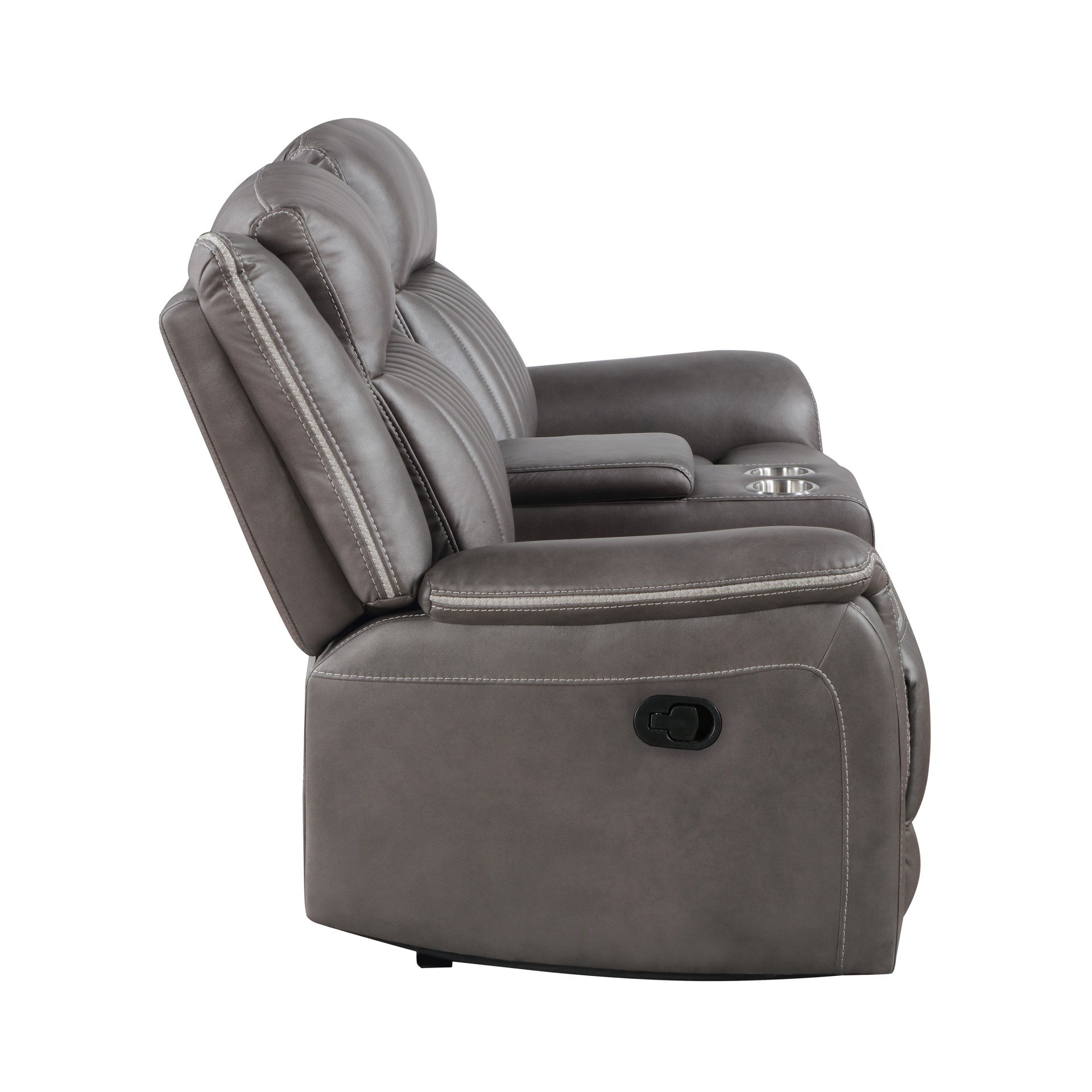 Enzo - Console Loveseat With Dual Recliners - Gray, dark gray, view 4