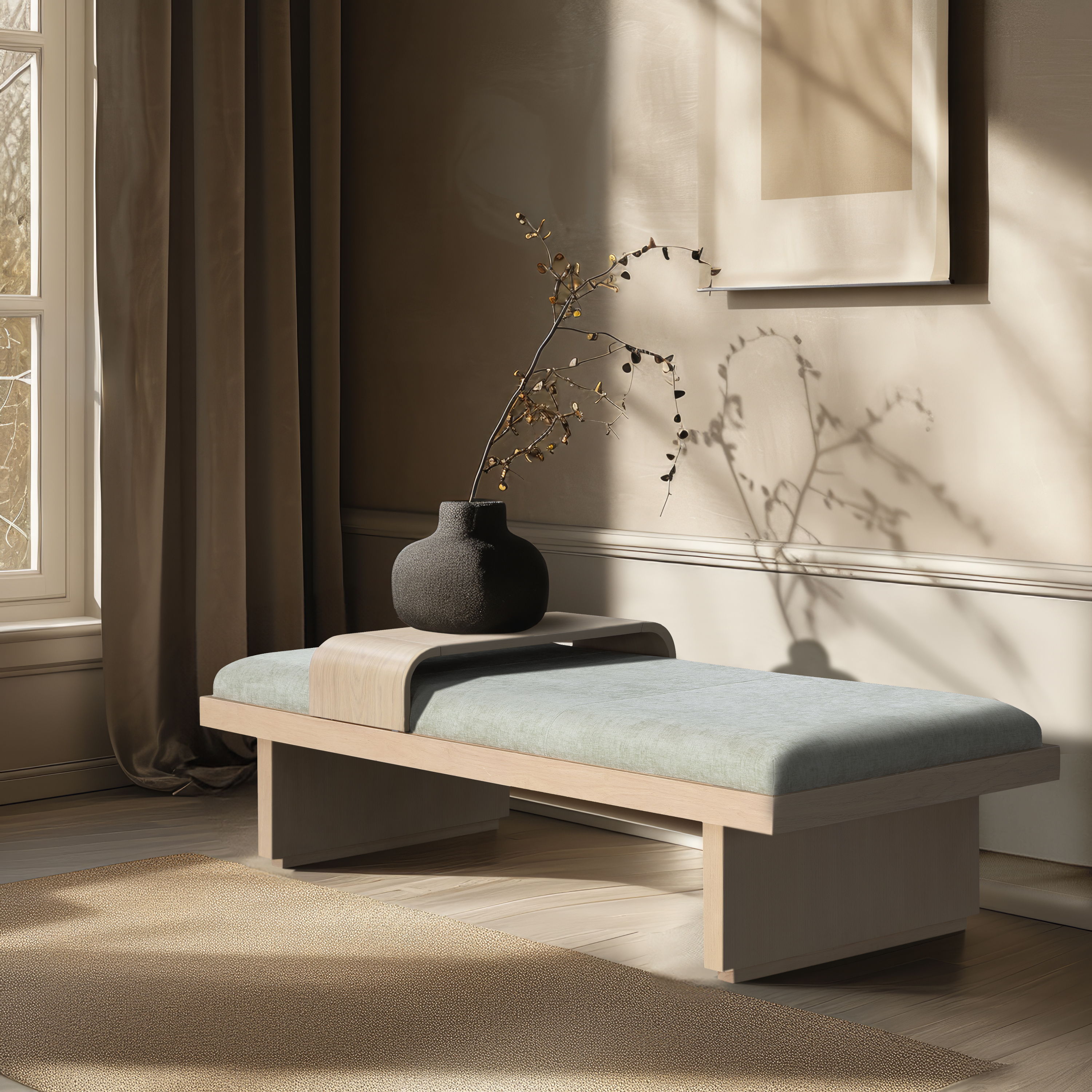 Arlington - Bench - Natural / Mint Green