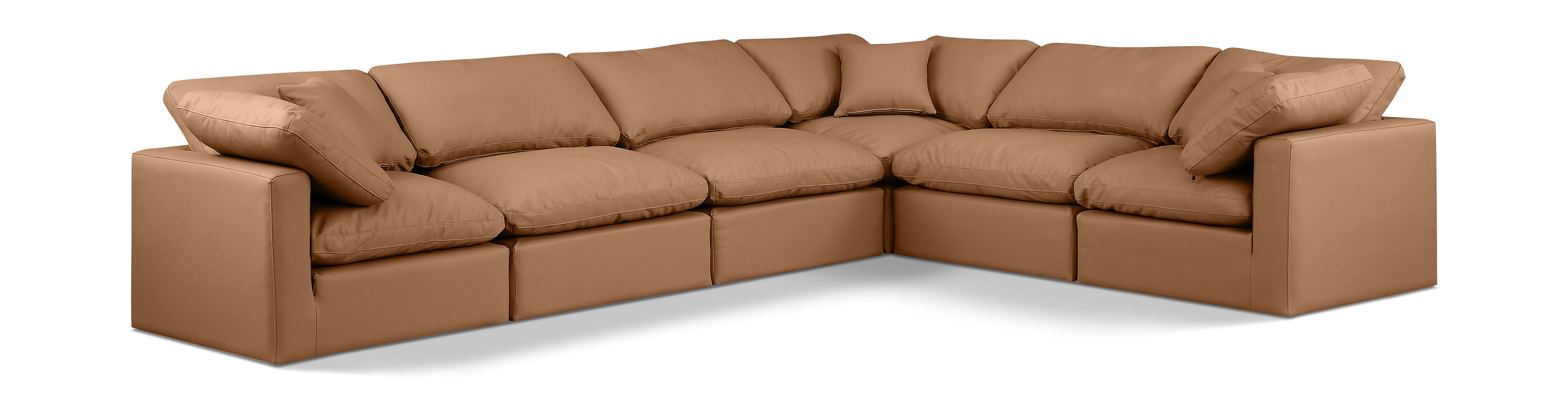 Indulge - Faux Leather 6 Piece Modular Corner Sectional - Cognac