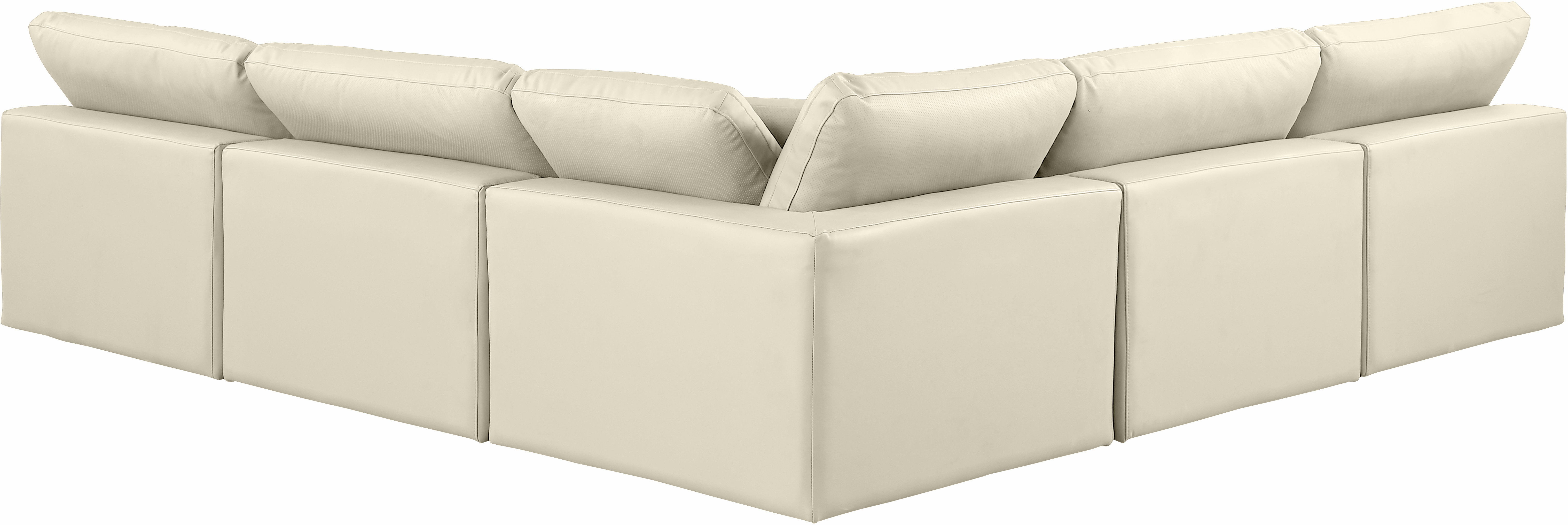 Comfy - 5 Piece Faux Leather Modular Corner Armless Sectional - Cream