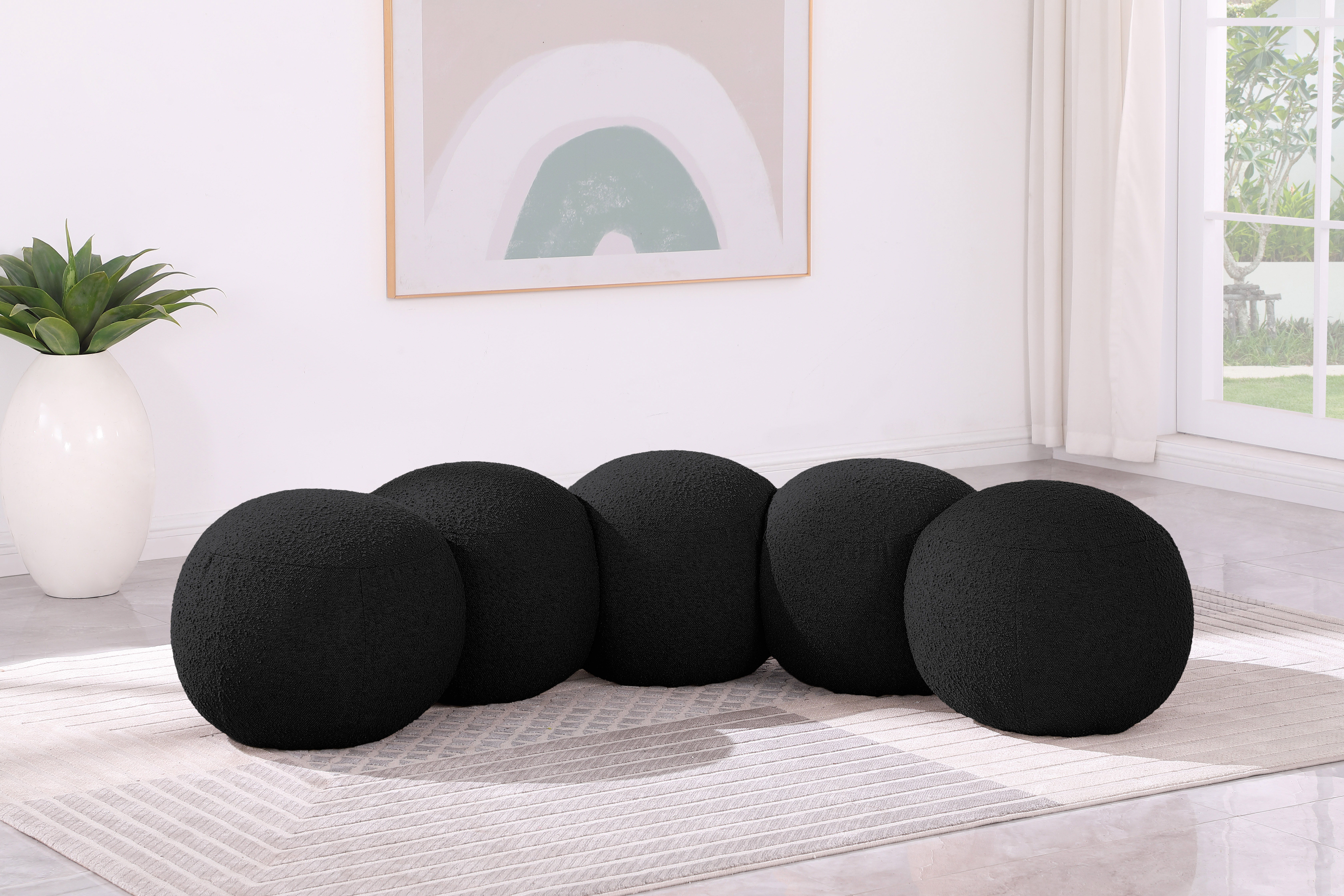 Apollo - 74.5" Boucle Fabric Bench - Black