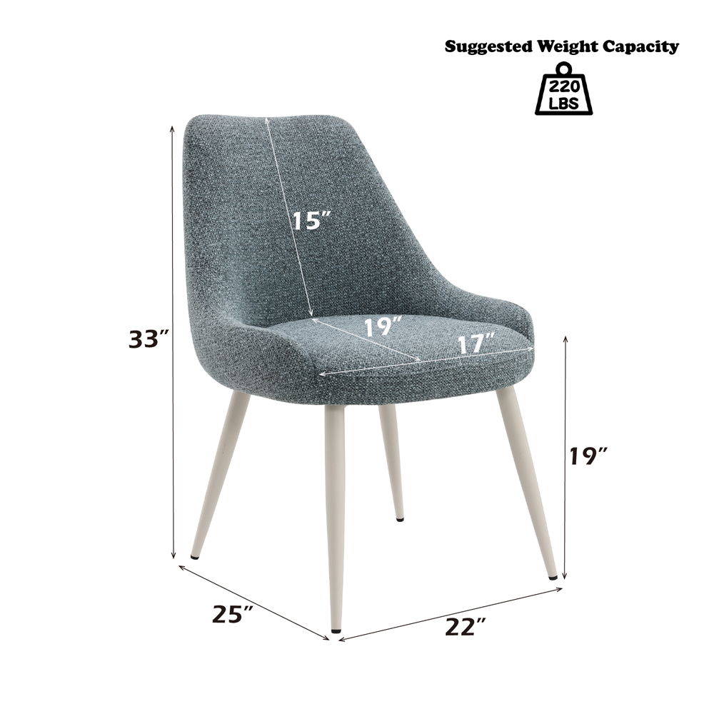 Laela - Side Chair (Set of 2) - Light Blue Boucle & White, light blue, view 6