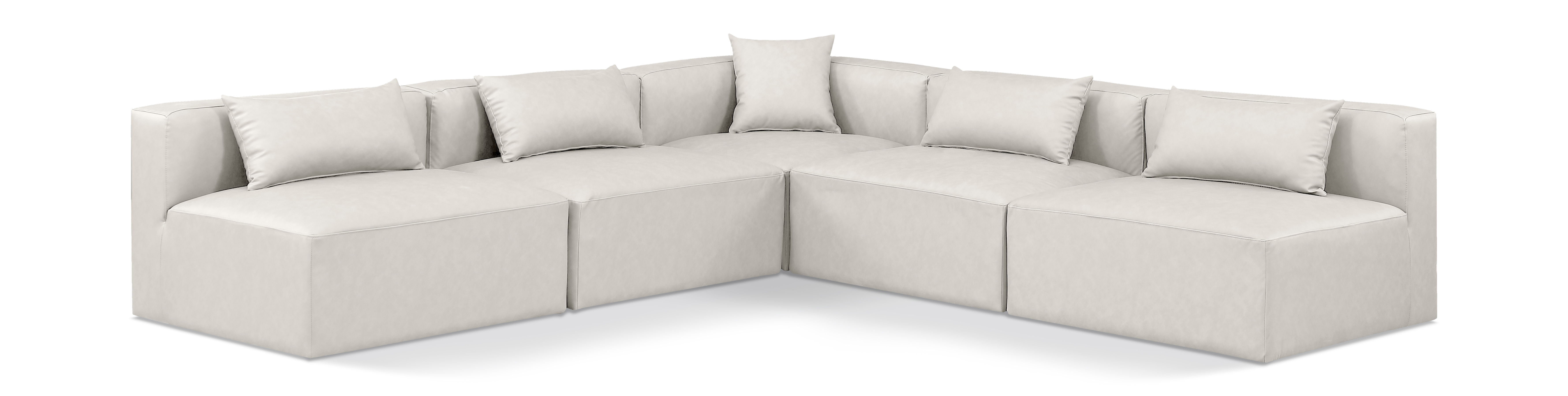 Cube - 5 Piece Modular Corner Armless Sectional - Cream