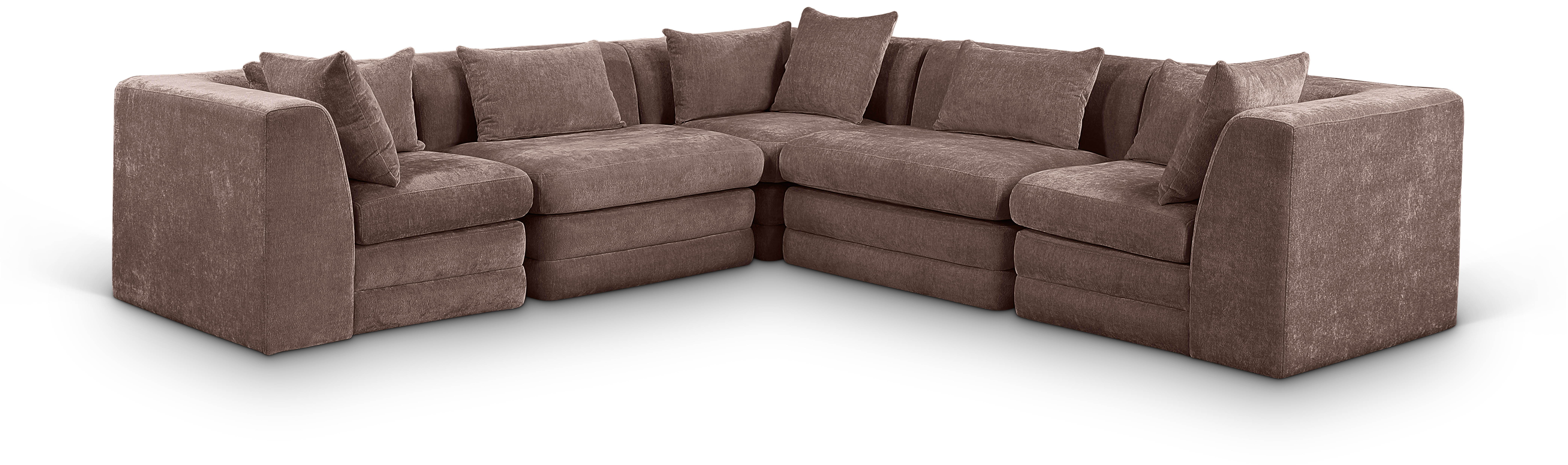 5 Pc · Chenille Fabric 114" Modular Sectional