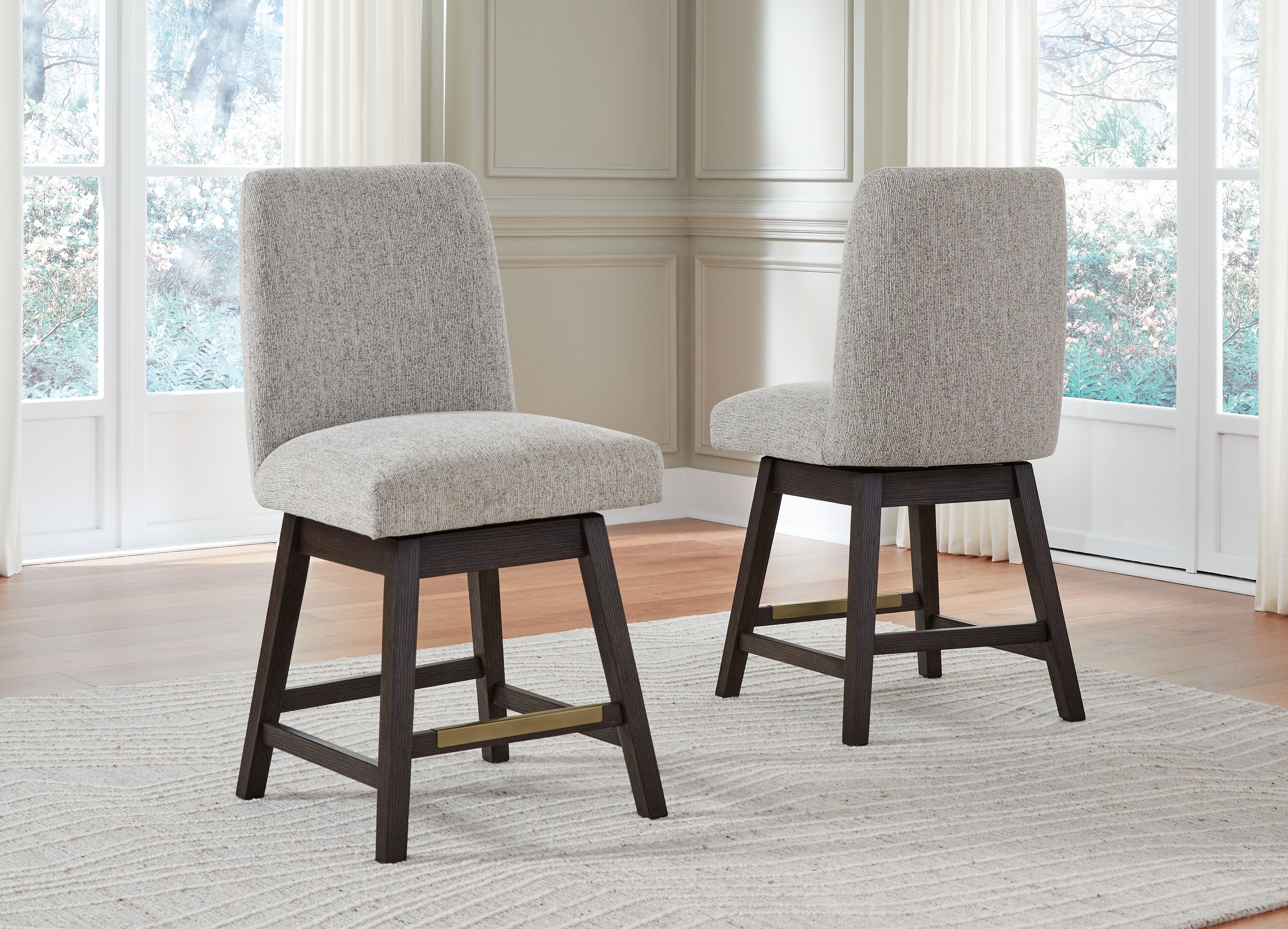 Ashley Furniture Burkhaus - 7 Pc. - Rectangular Counter Table, 6 Barstools - Dark Brown - Image 5