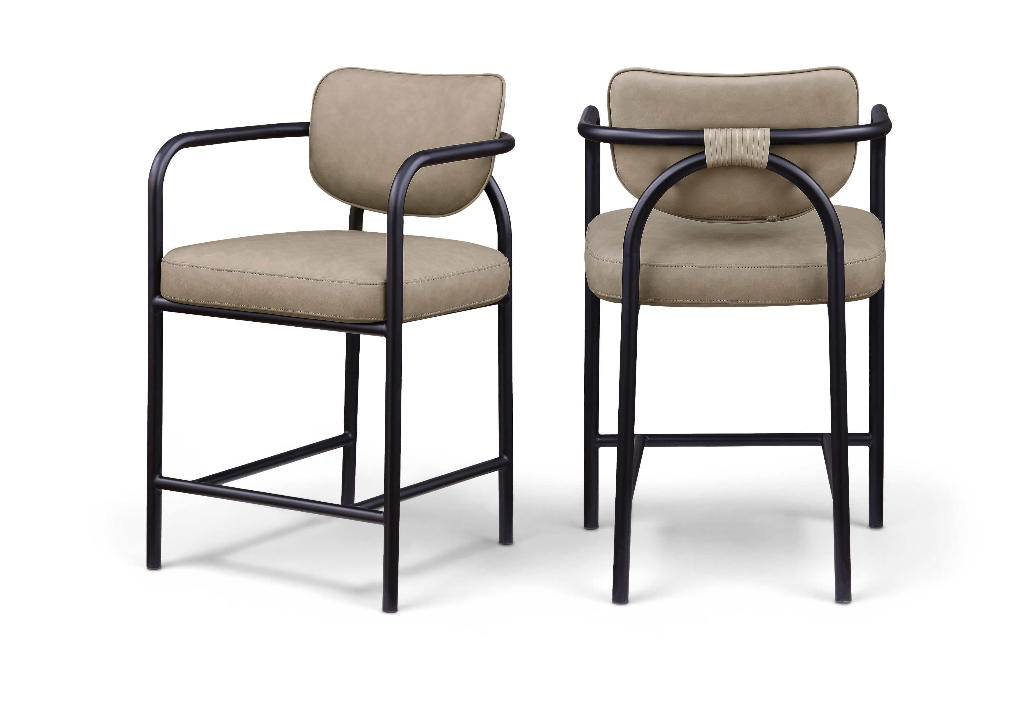 Serava - Vegan Leather Upholstered Counter Stool - Taupe