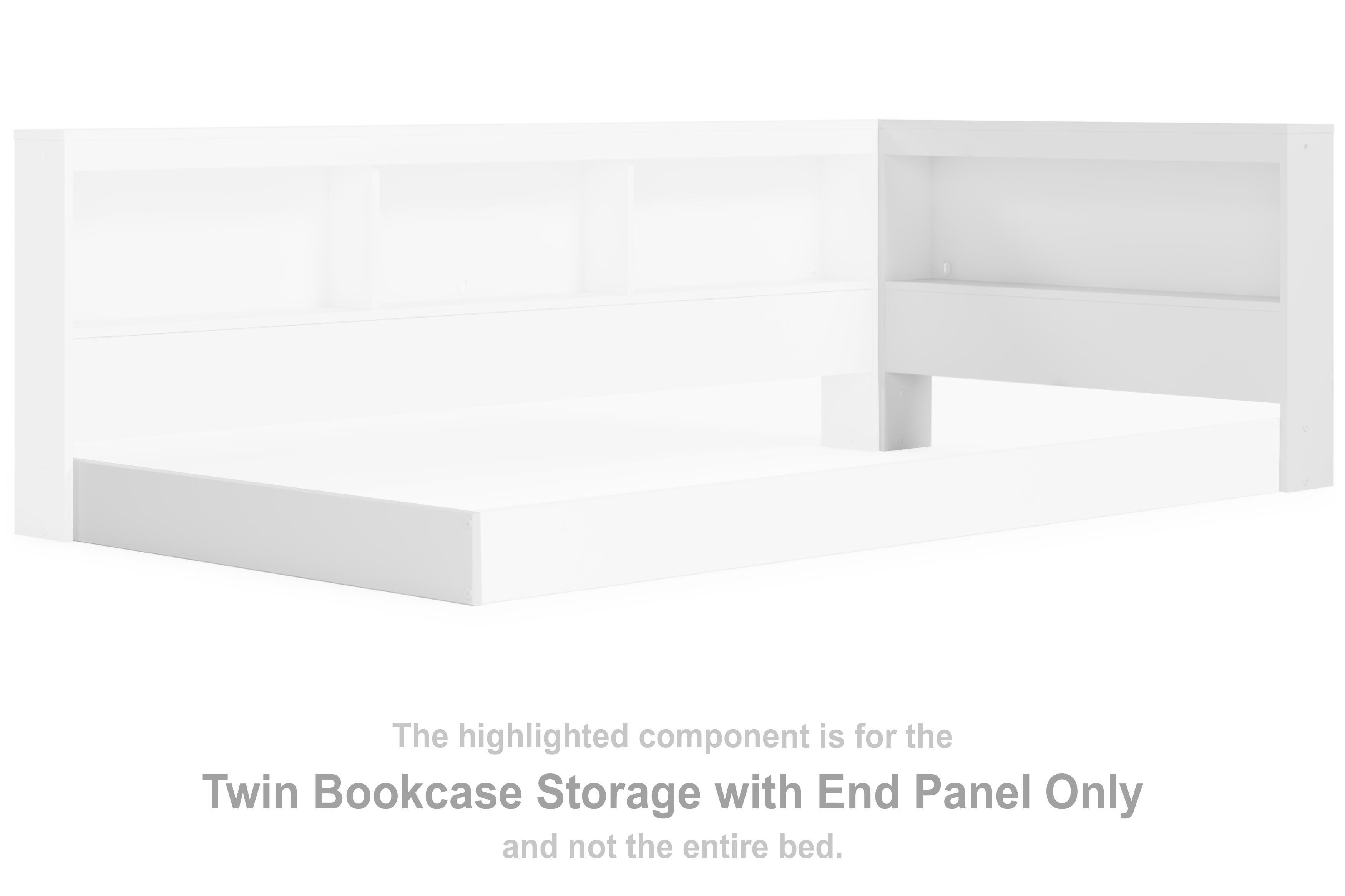 Piperton – T Bookcase Storage w/End Panel – White