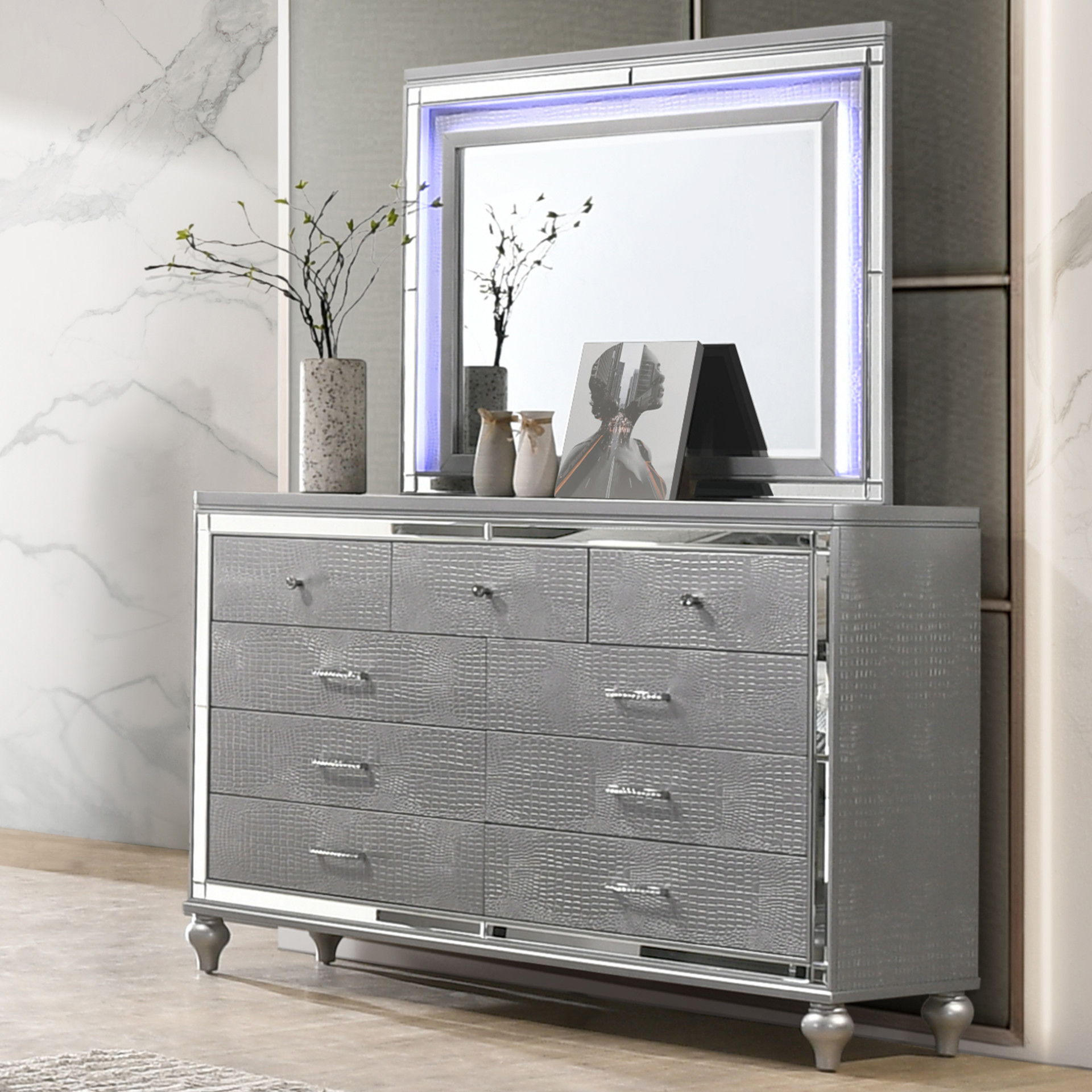 Valentino - Lighted Mirror - Silver, gray, view 6