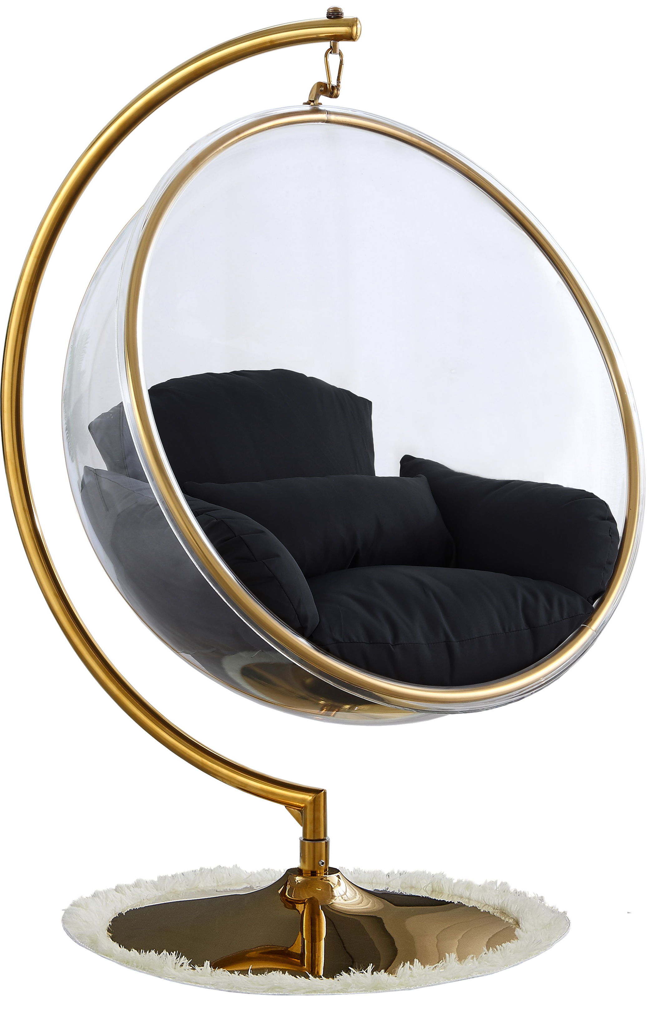 Luna - Fabric Swing Bubble Accent Chair - Black