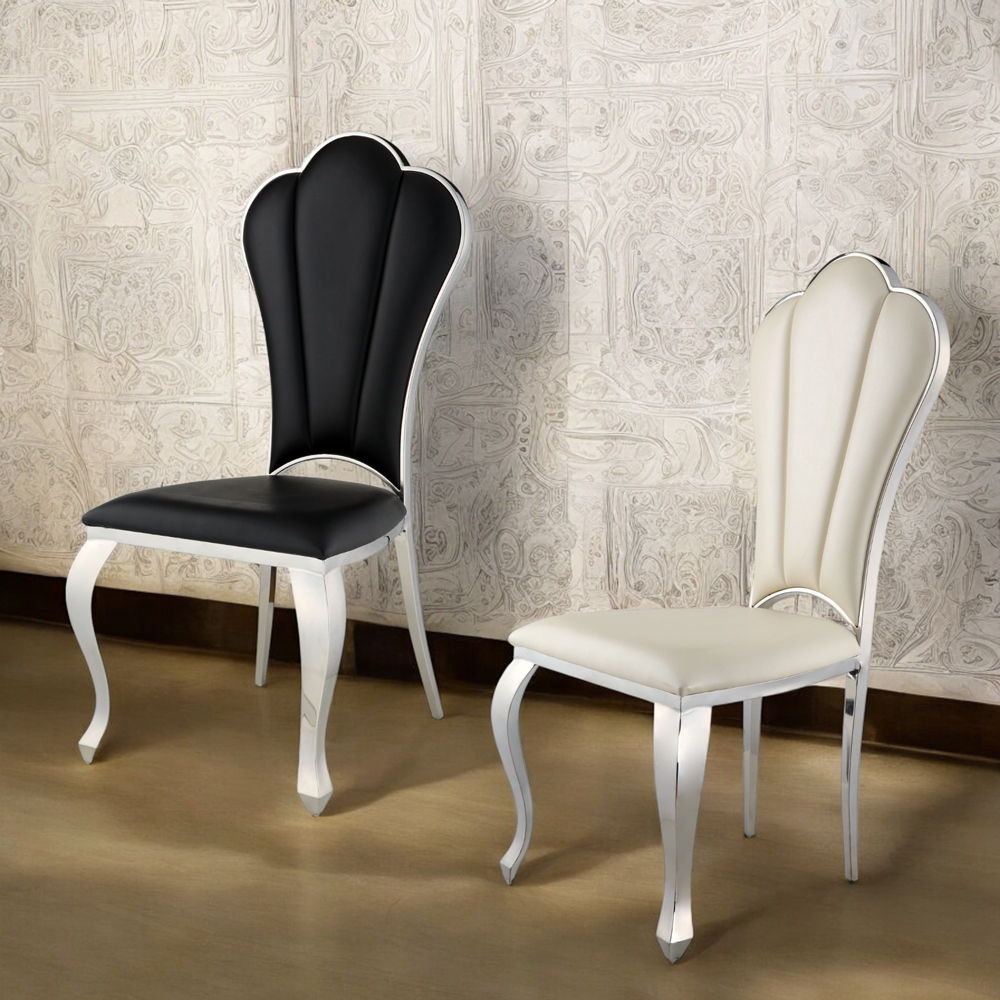Cyrene - 43" Side Chair (Set of 2) - Black Synthetic Leather, black, view 7