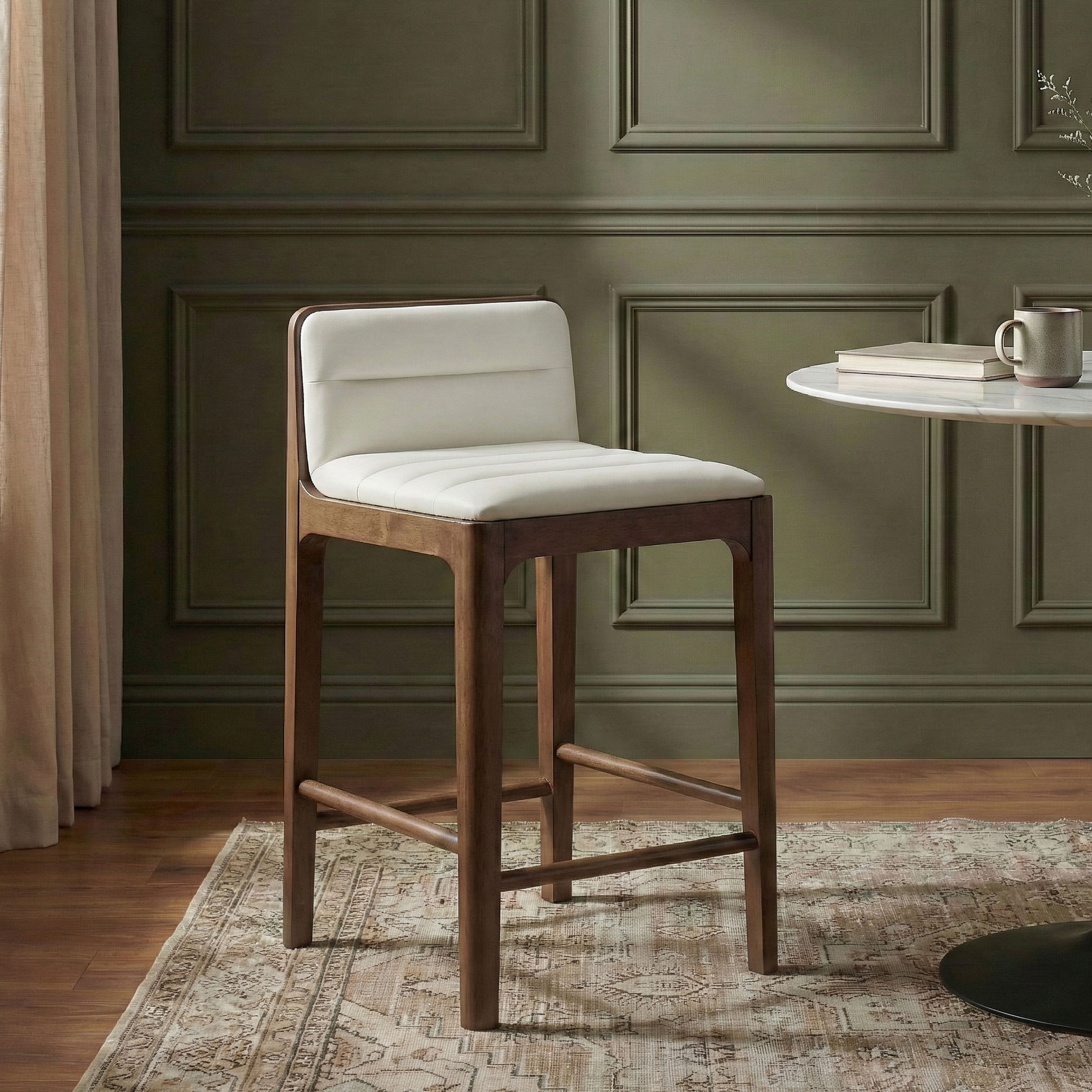 Ellis - Vegan Leather Upholstered Counter Stool (Set of 2) - Cream