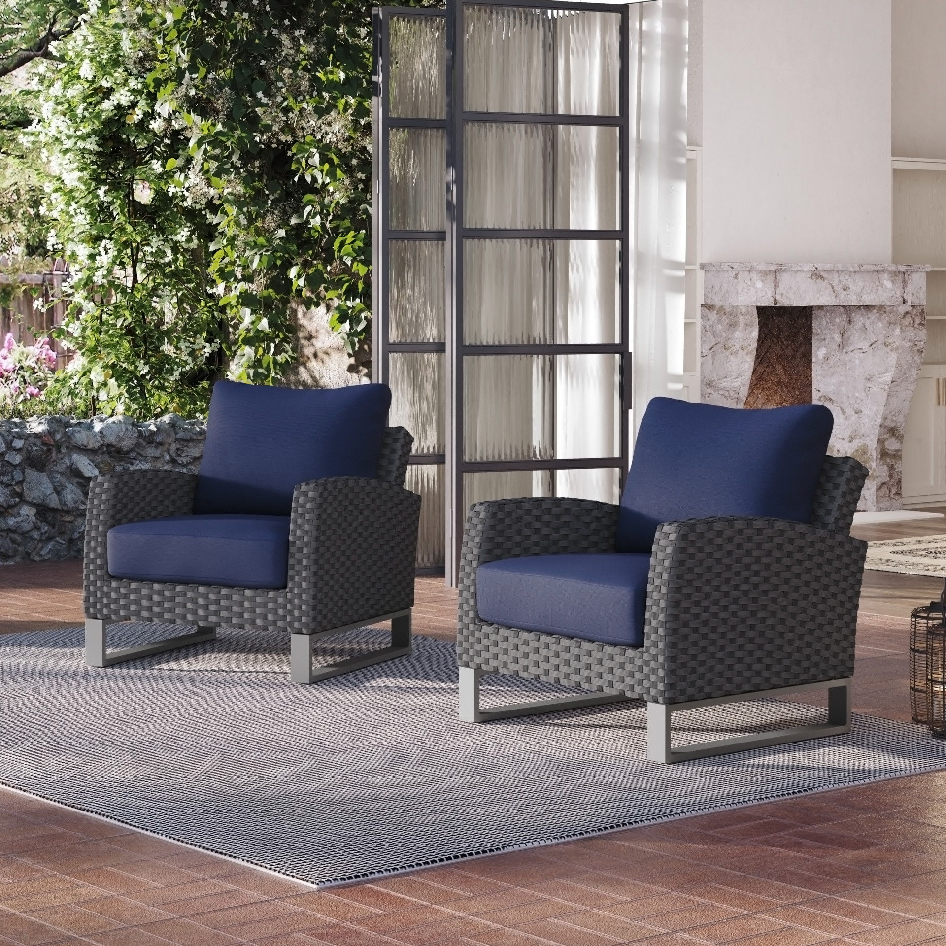 Fiji - Club Chairs (Set of 2) - Blue, blue