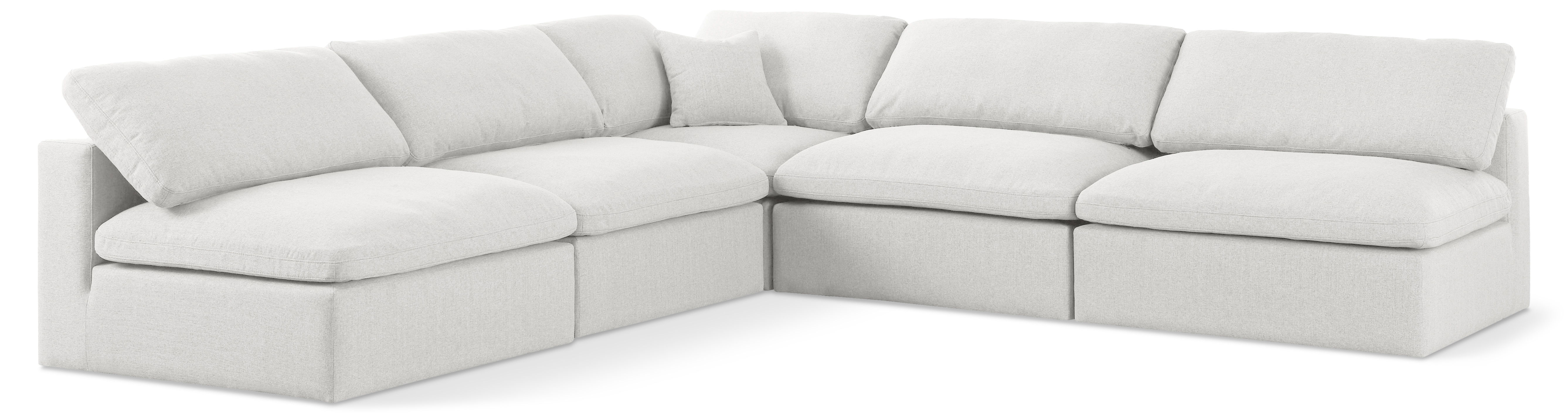 Serene - 5 Piece Modular Corner Armless Sectional - Cream