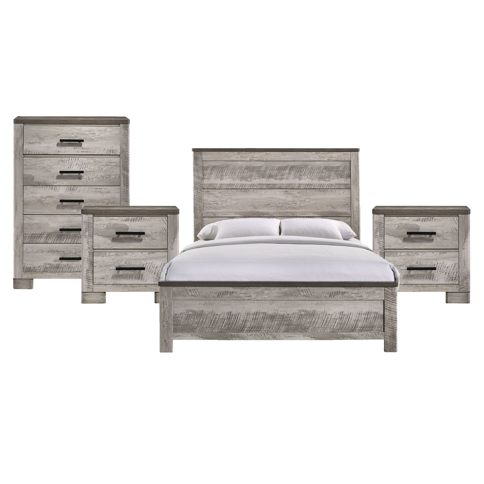 Queen · 4 Pc · Bedroom Set With 2 Nightstands & Chest