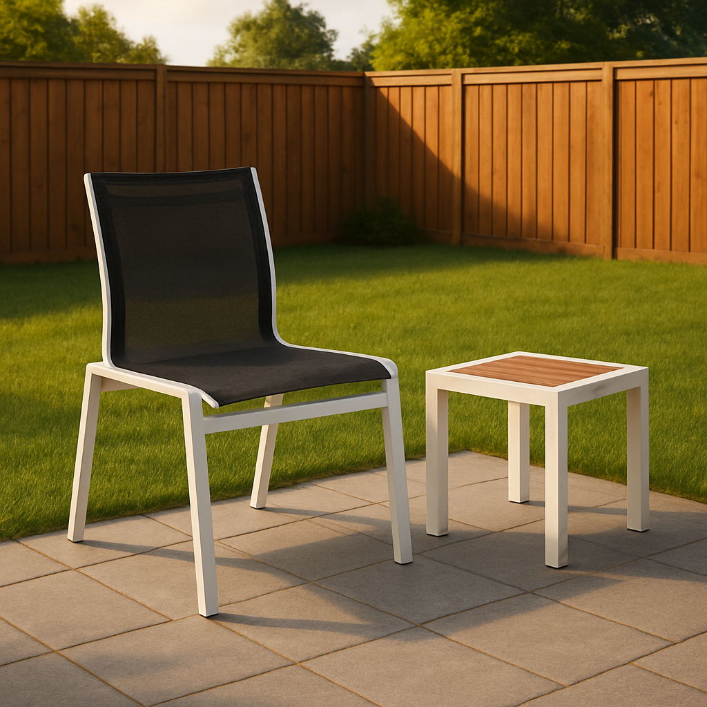 Nizuc - Outdoor Patio Dining Chair With White Frame (Set of 2) - Black