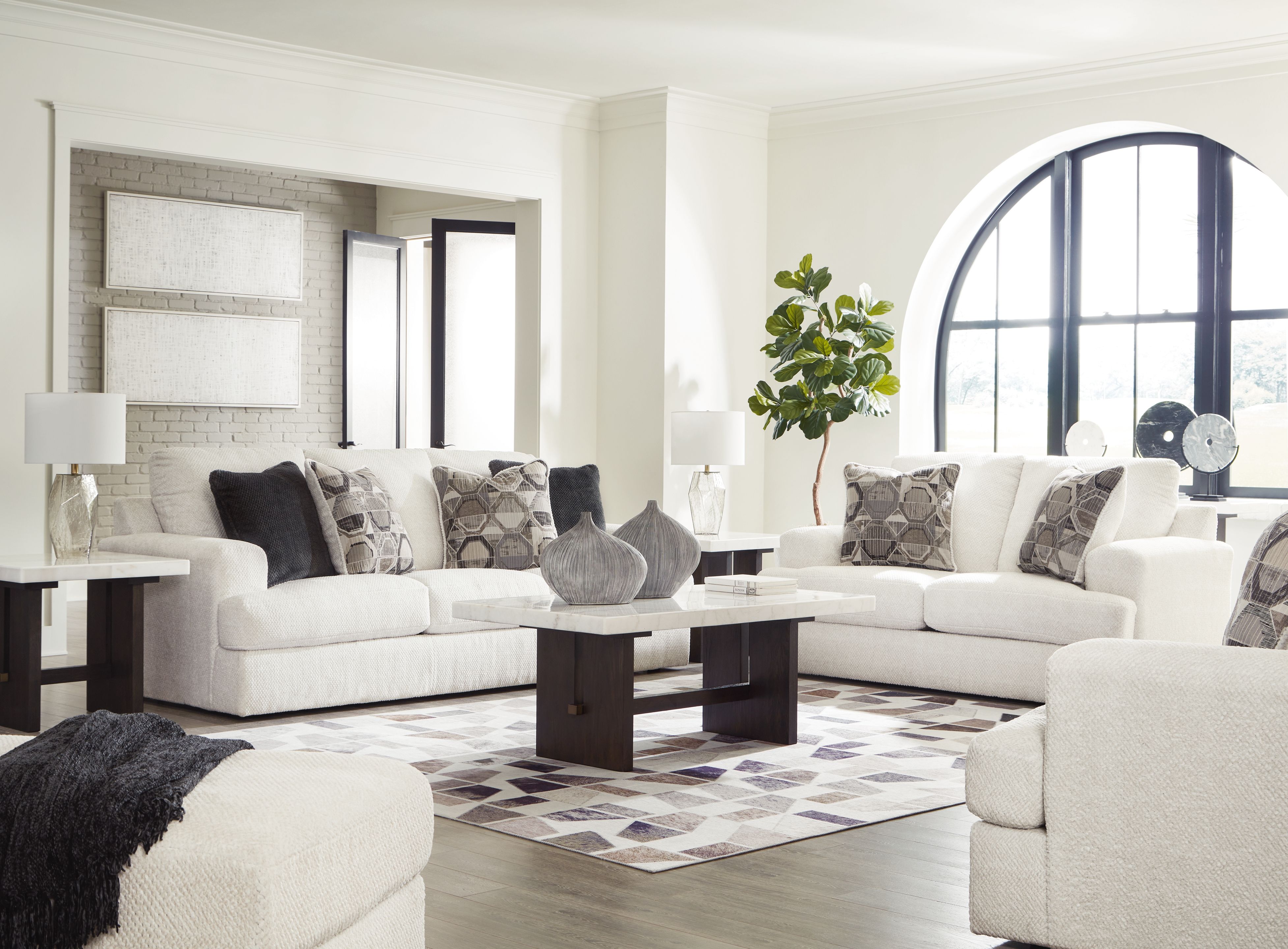 Ashley Karinne - Linen - 4 Pc. - Sofa, Loveseat, Chair And A Half, Ottoman