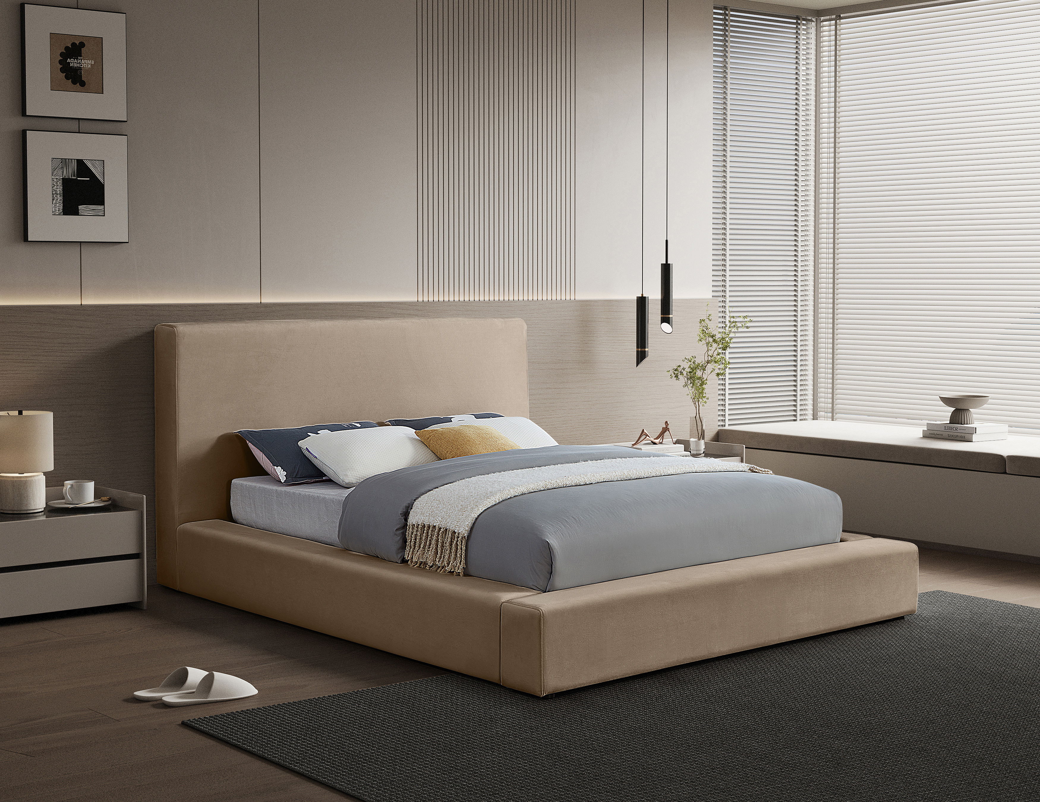 Dorian - King Bed - Taupe