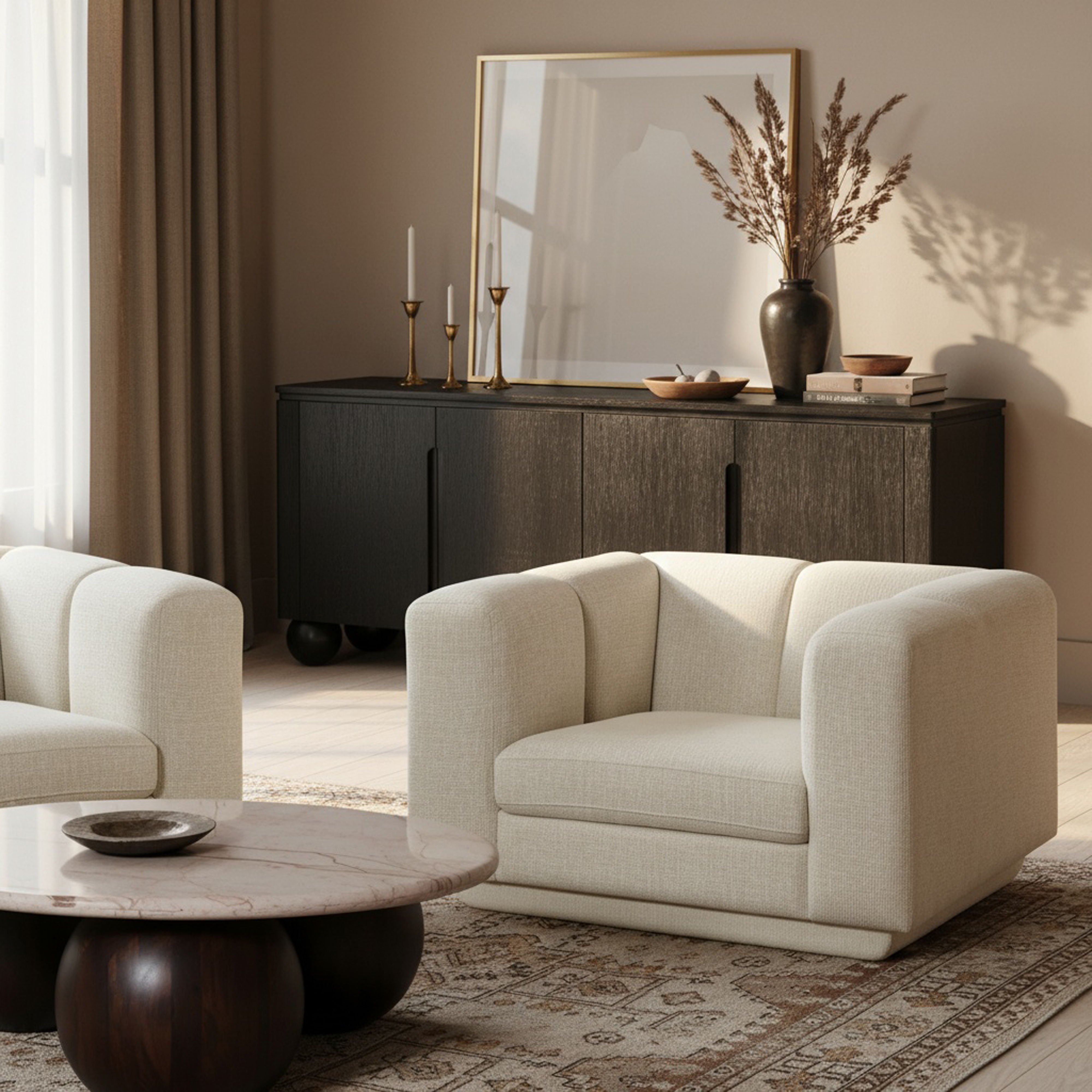 Modari - Fabric Upholstered Chair - Cream