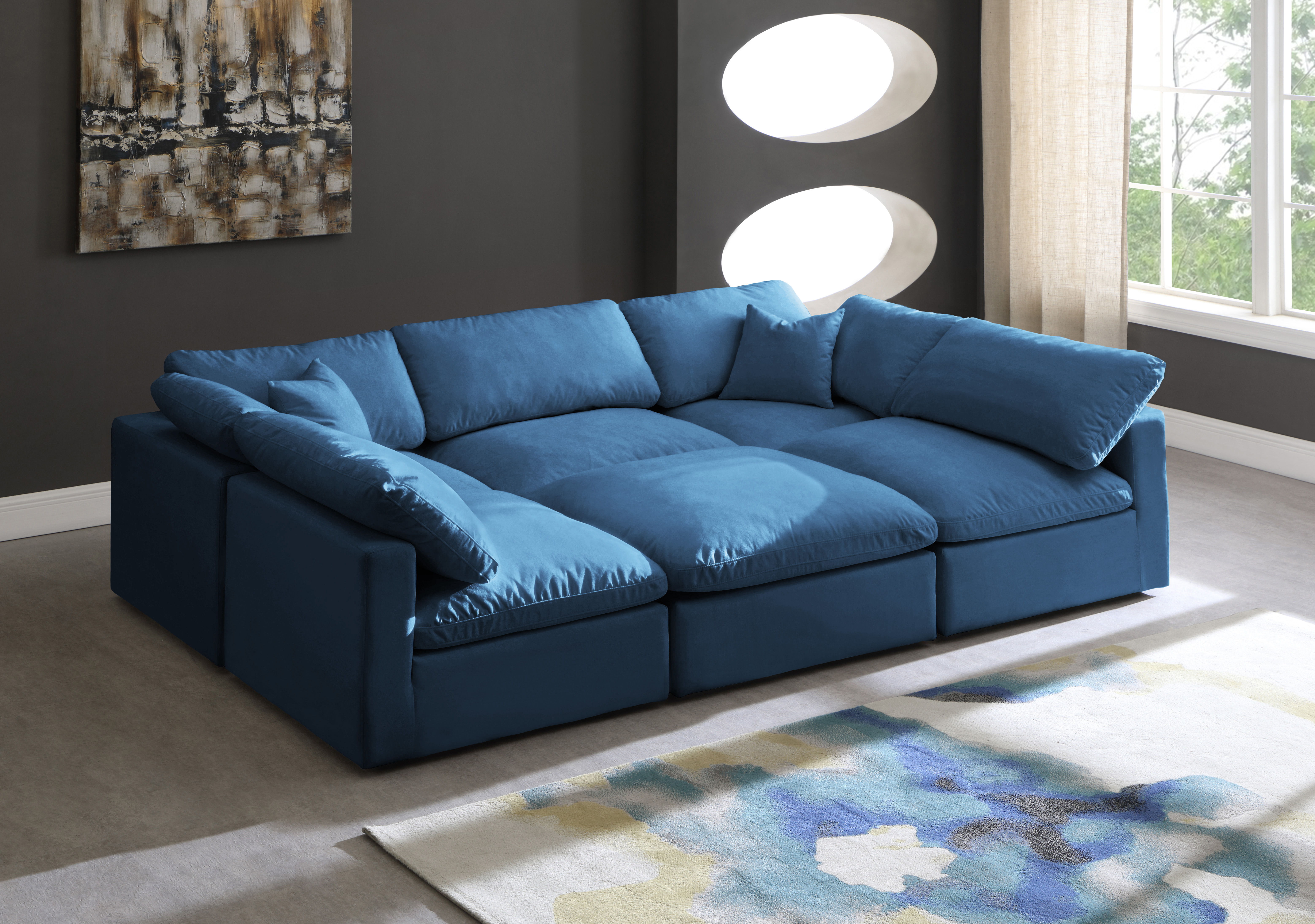 Plush - 6 Piece Modular Sectional - Navy