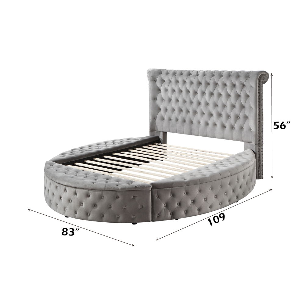 Gaiva - Queen Bed With Storage - Gray Velvet, dark gray, view 8